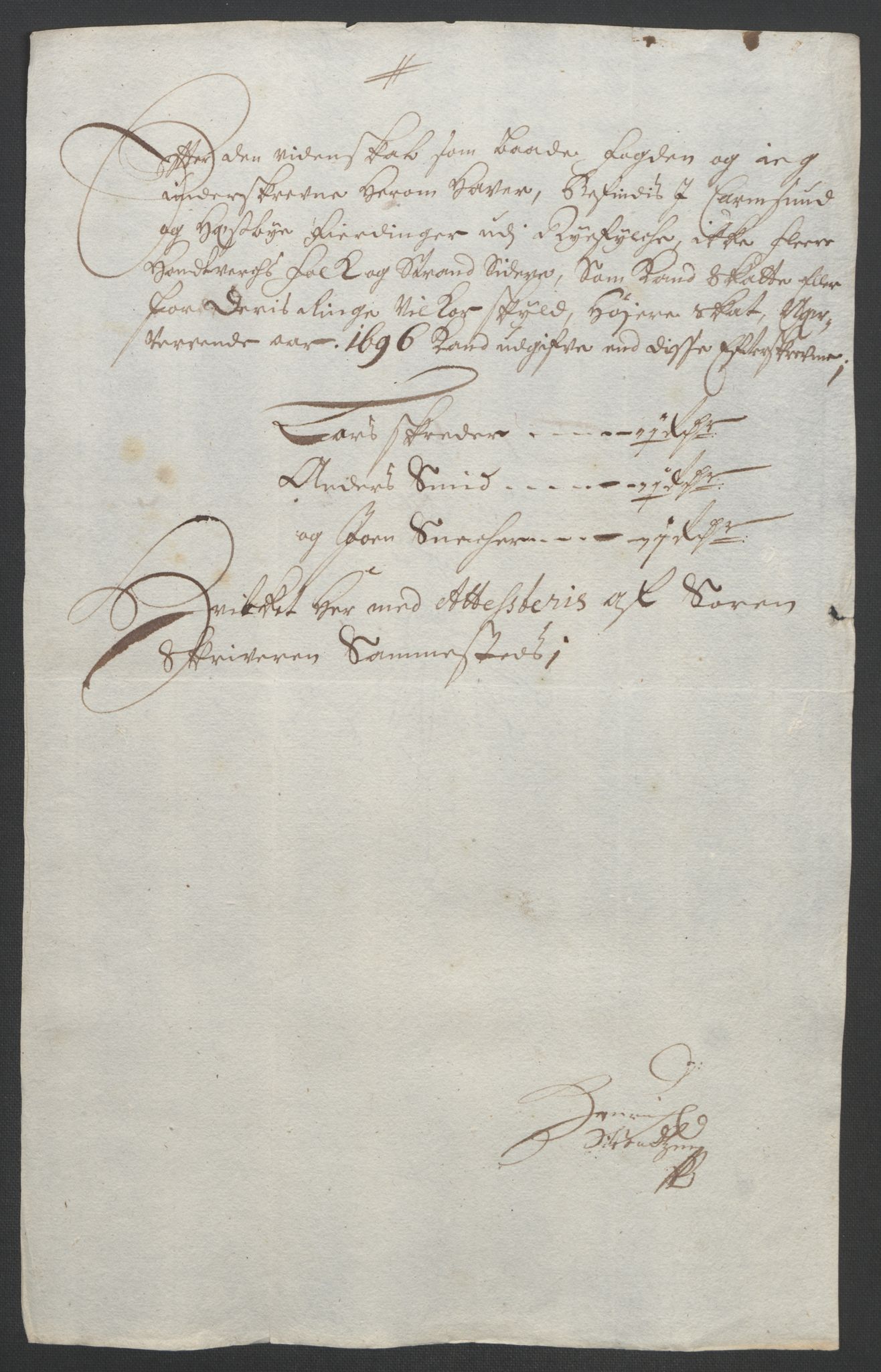 Rentekammeret inntil 1814, Reviderte regnskaper, Fogderegnskap, AV/RA-EA-4092/R47/L2857: Fogderegnskap Ryfylke, 1694-1696, p. 271