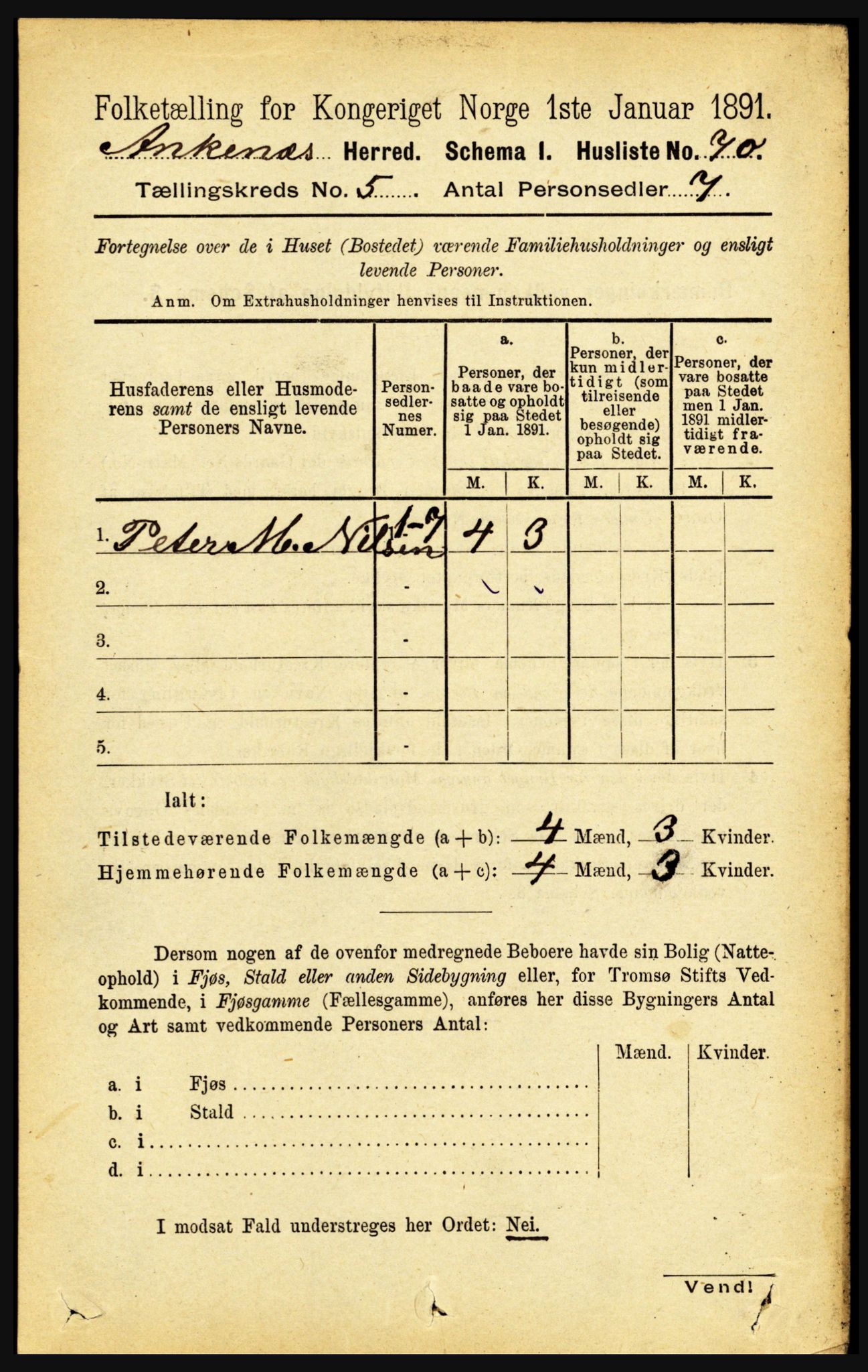 RA, 1891 census for 1855 Ankenes, 1891, p. 2739