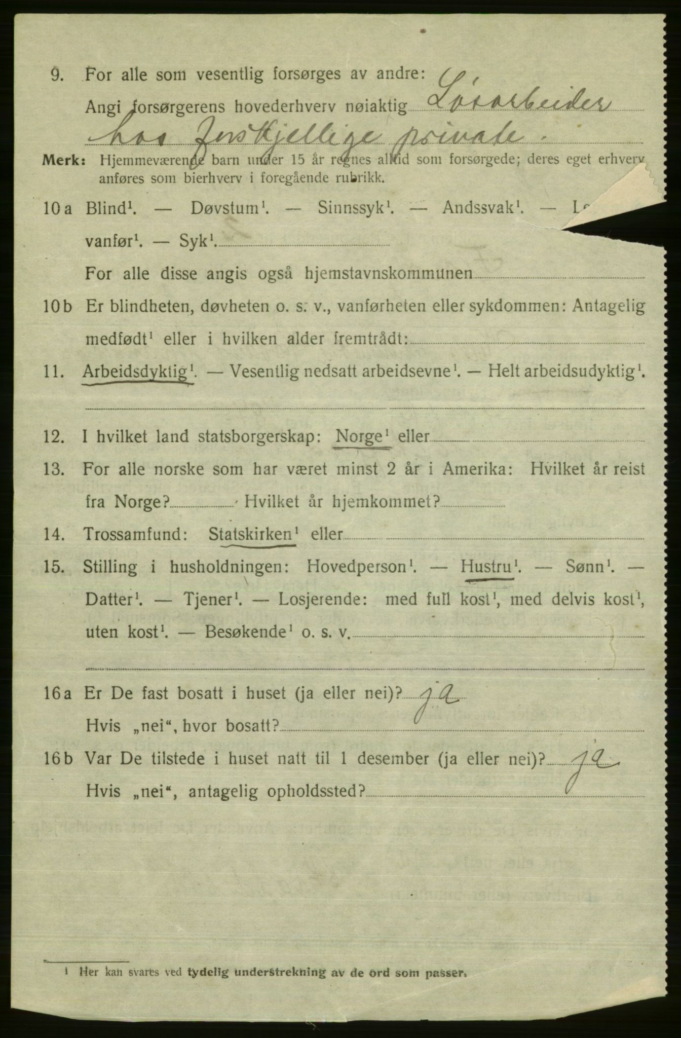 SAB, 1920 census for Florø, 1920, p. 1067