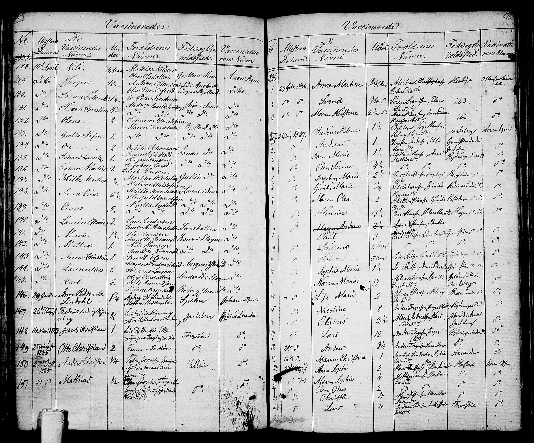 Sem kirkebøker, SAKO/A-5/F/Fa/L0005: Parish register (official) no. I 5, 1825-1842, p. 662-663