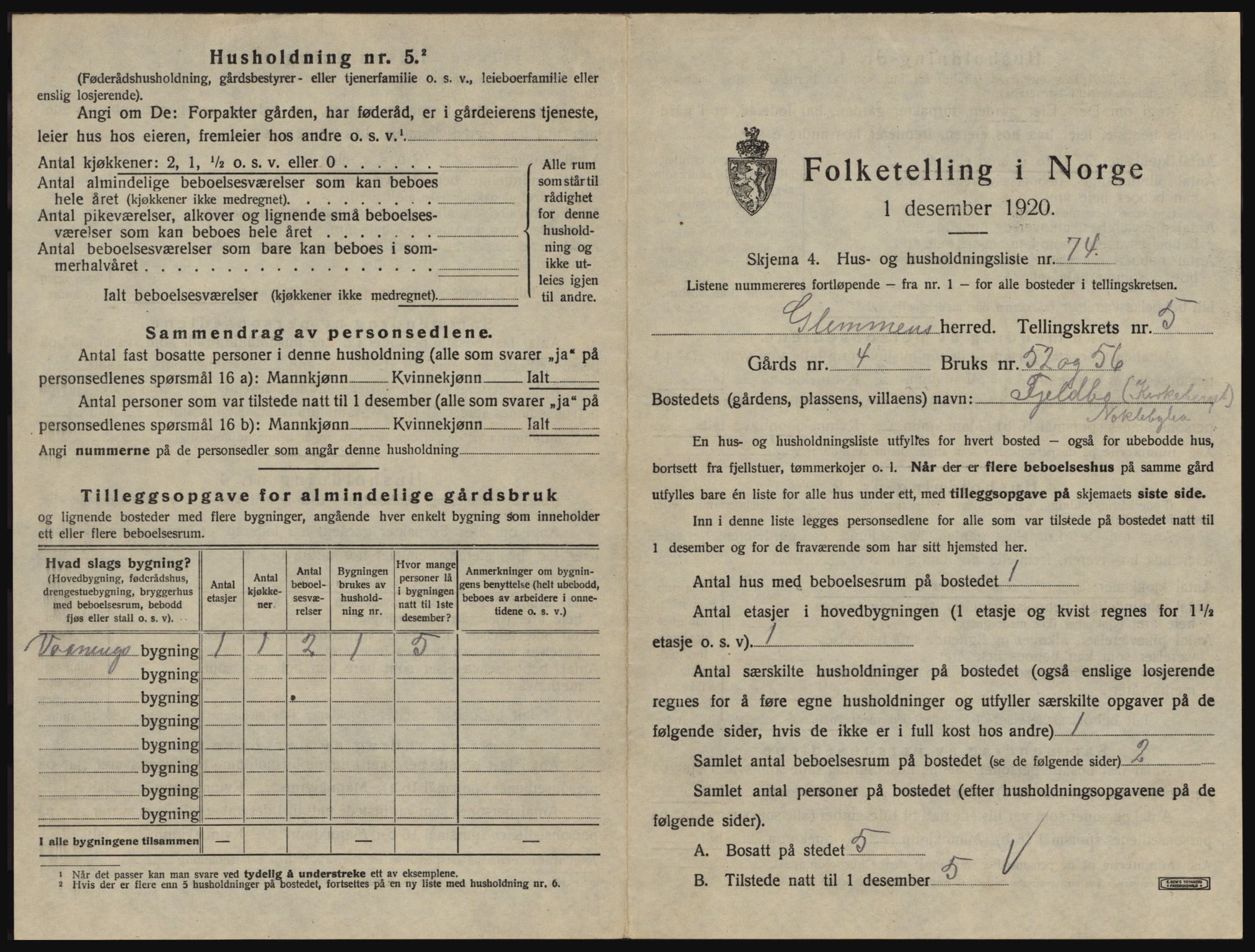 SAO, 1920 census for Glemmen, 1920, p. 1803