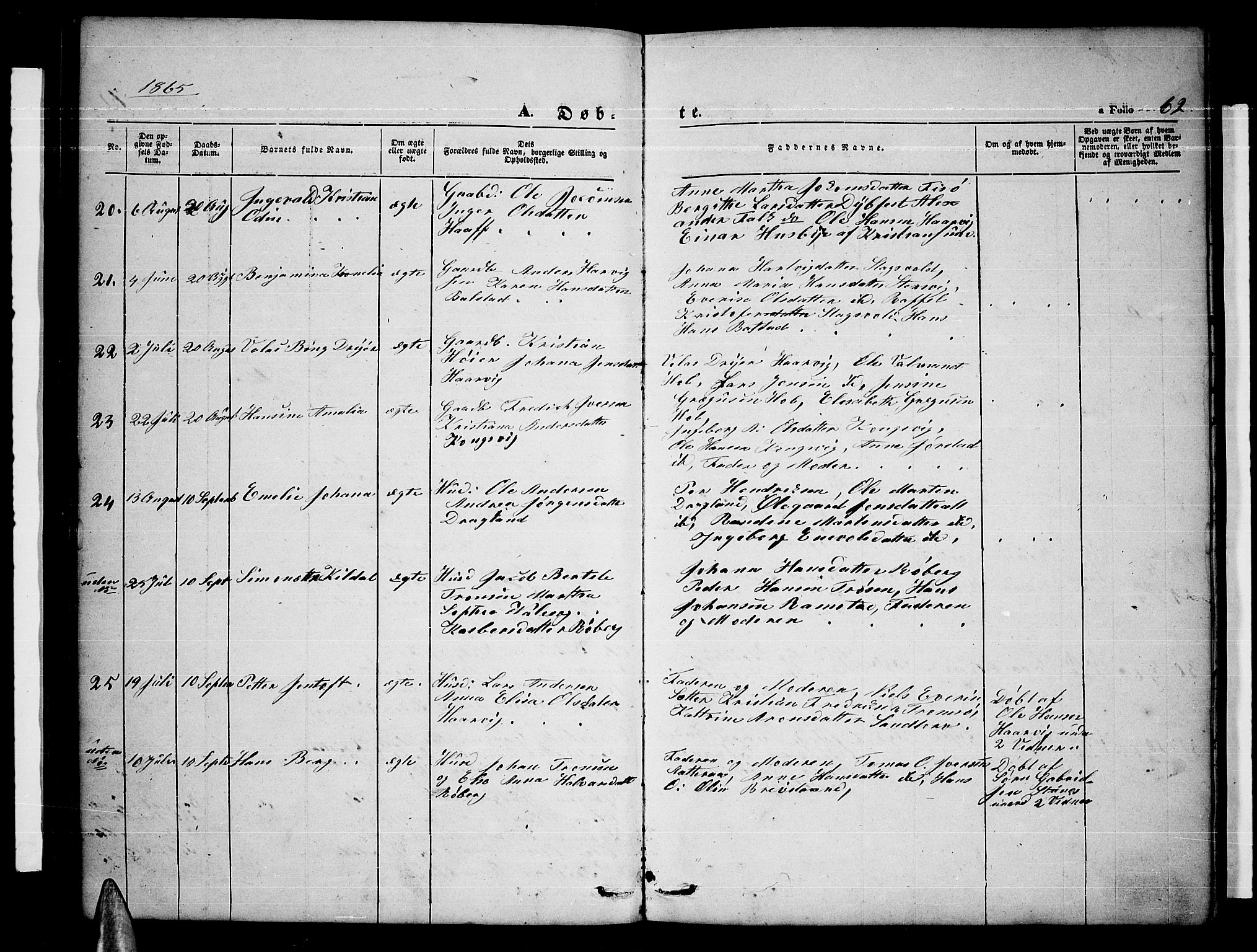 Ministerialprotokoller, klokkerbøker og fødselsregistre - Nordland, AV/SAT-A-1459/865/L0929: Parish register (copy) no. 865C01, 1840-1866, p. 62