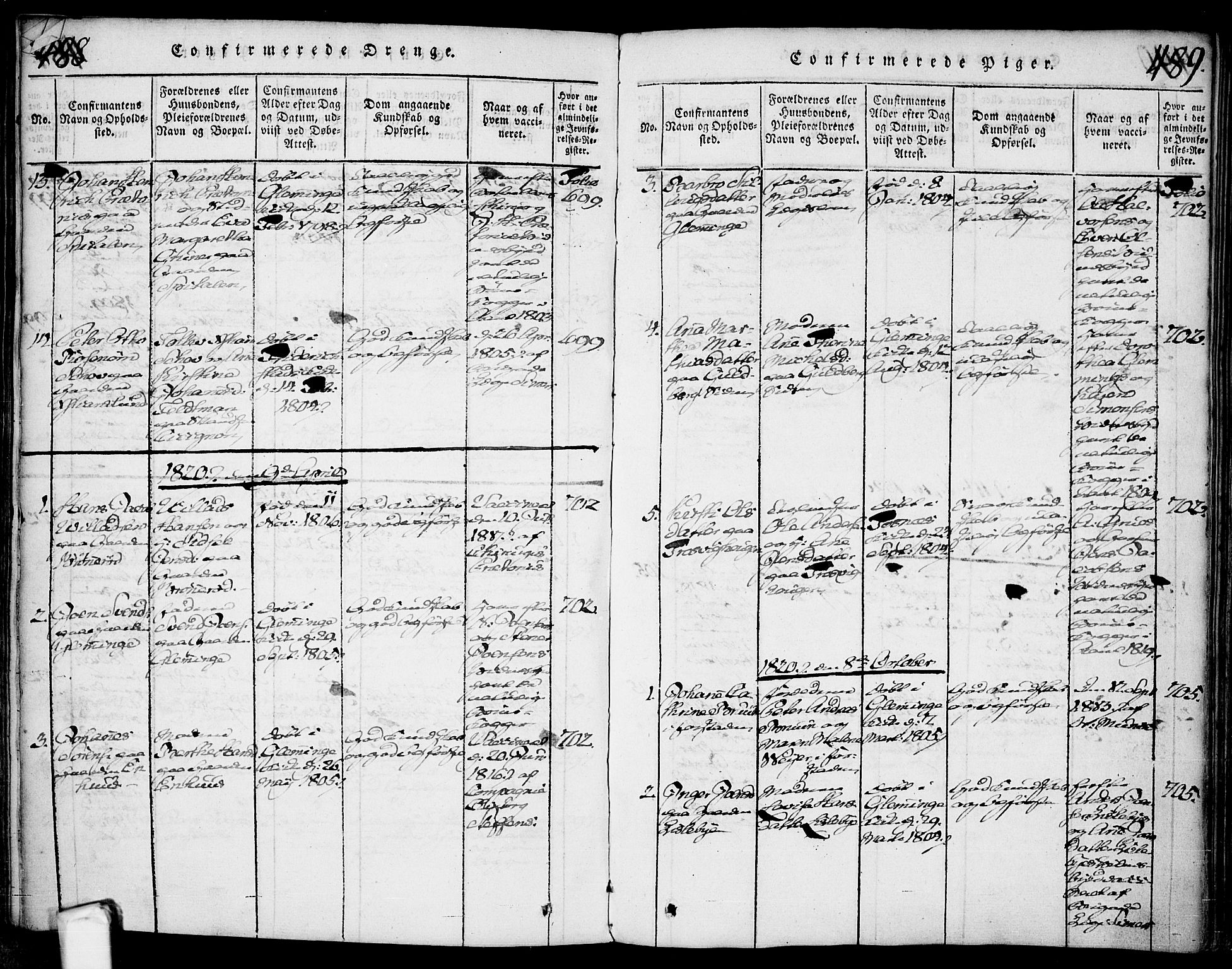 Glemmen prestekontor Kirkebøker, SAO/A-10908/F/Fa/L0004: Parish register (official) no. 4, 1816-1838, p. 488-489