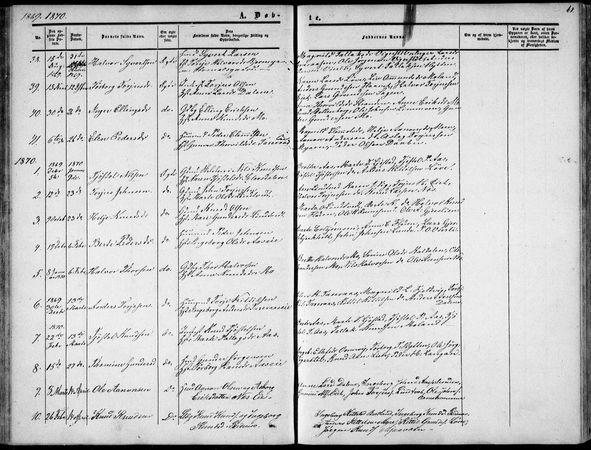 Gjerstad sokneprestkontor, AV/SAK-1111-0014/F/Fa/Fab/L0003: Parish register (official) no. A 3, 1853-1878, p. 61