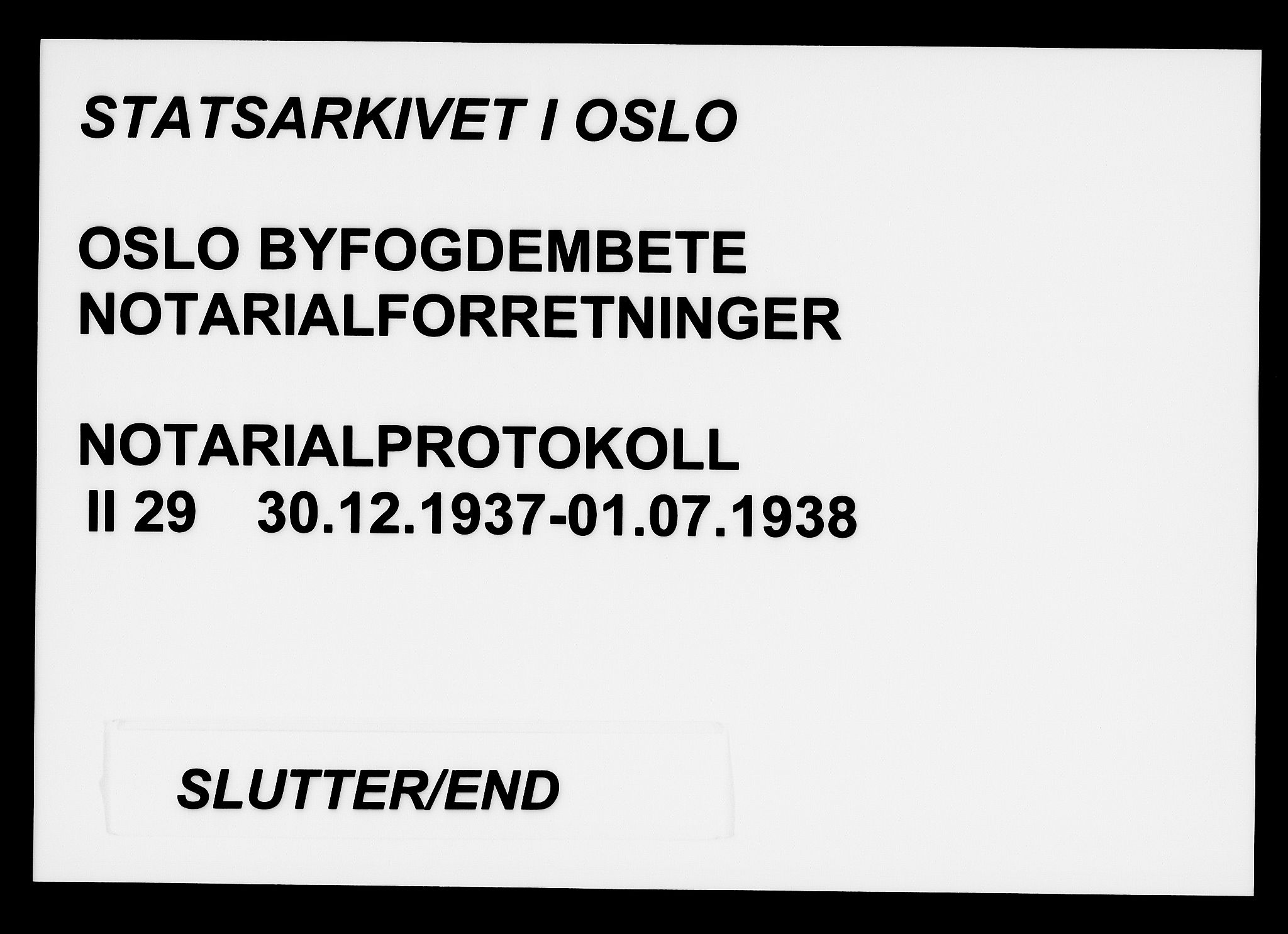 Oslo byfogd avd. I, SAO/A-10220/L/Lb/Lbb/L0029: Notarialprotokoll, rekke II: Vigsler, 1937-1938