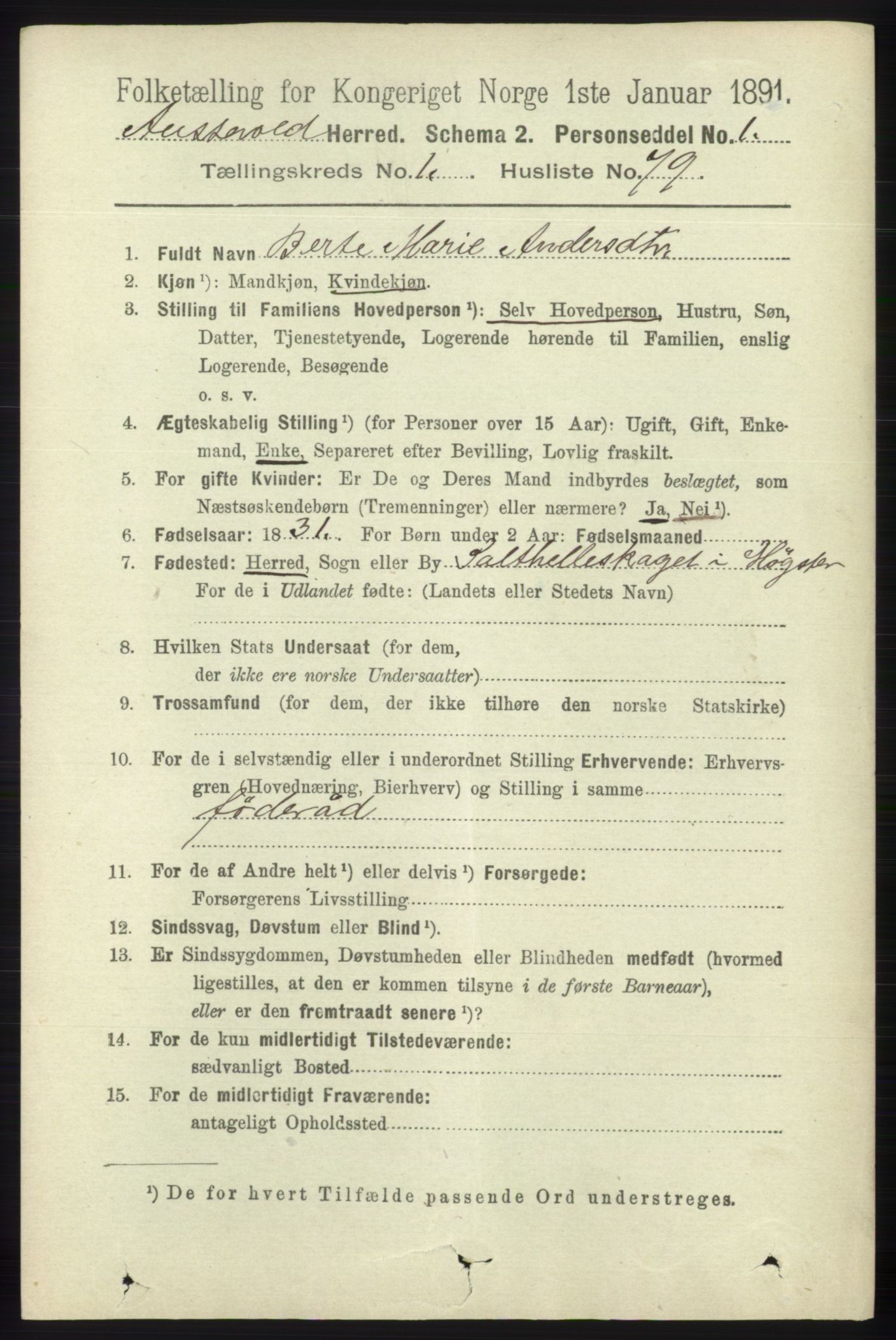 RA, 1891 census for 1244 Austevoll, 1891, p. 563