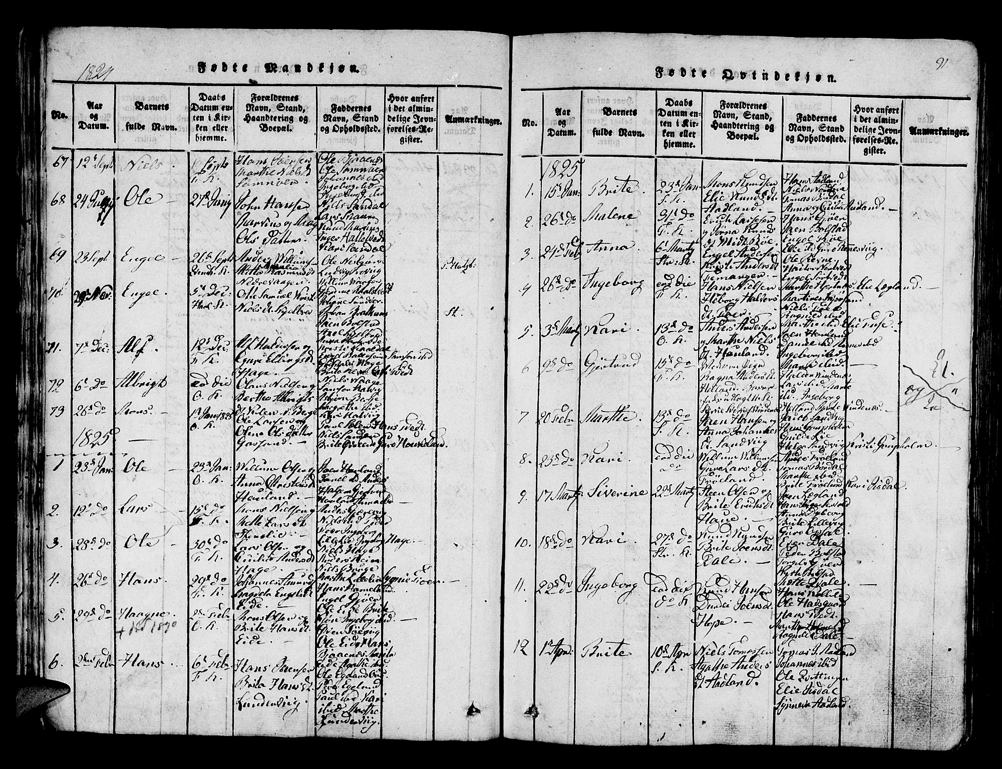 Os sokneprestembete, SAB/A-99929: Parish register (official) no. A 12, 1816-1825, p. 91
