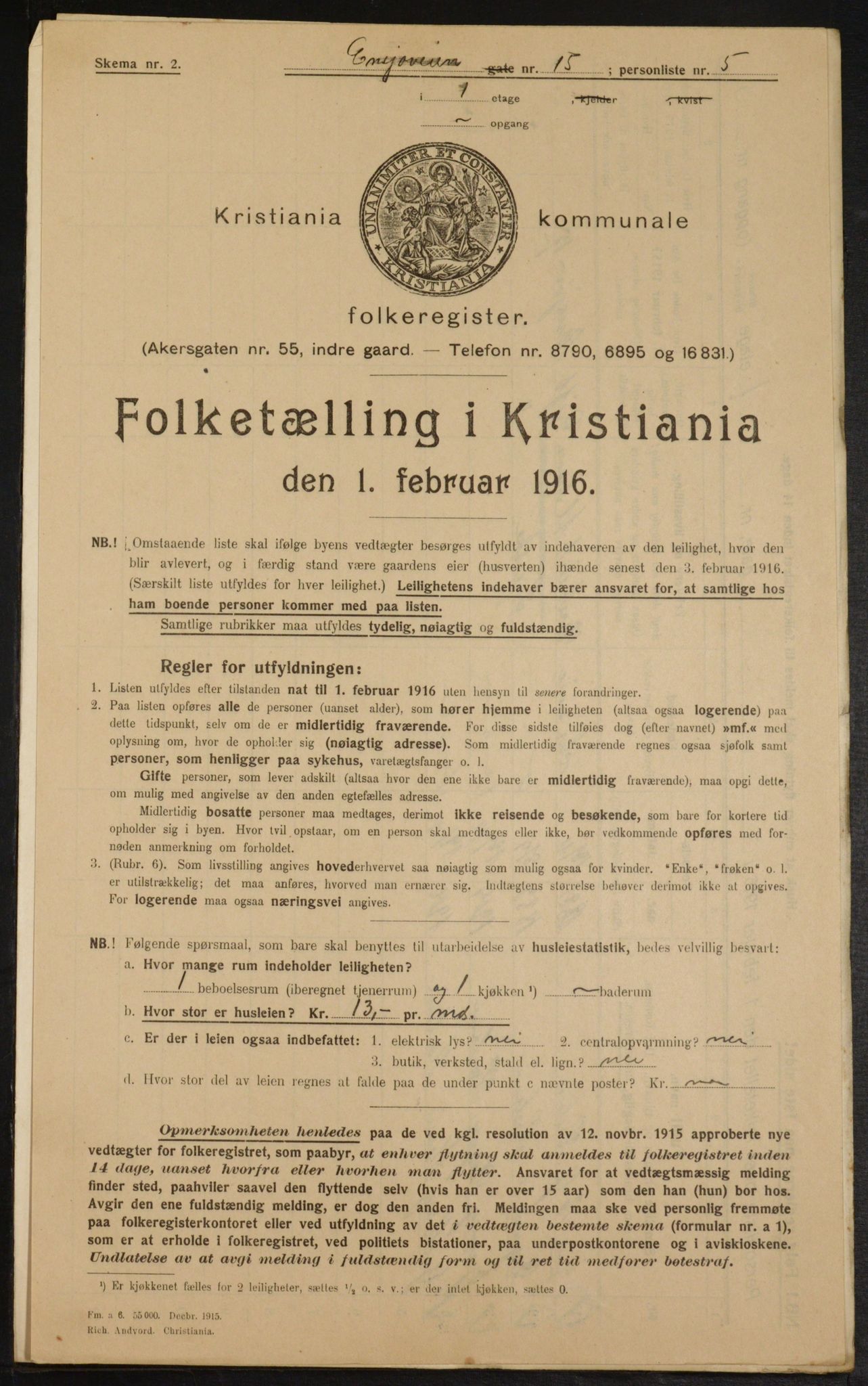 OBA, Municipal Census 1916 for Kristiania, 1916, p. 22341