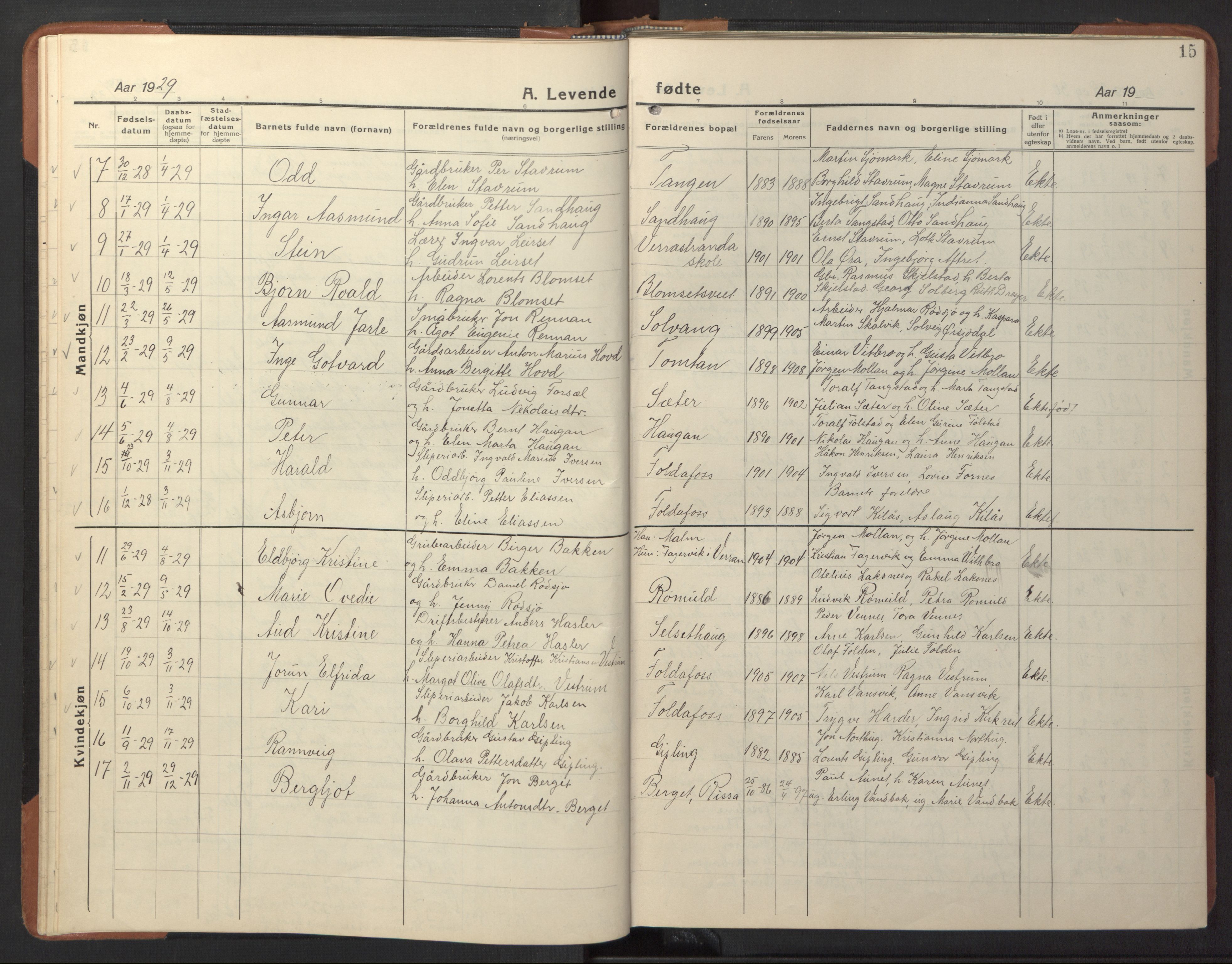 Ministerialprotokoller, klokkerbøker og fødselsregistre - Nord-Trøndelag, SAT/A-1458/744/L0425: Parish register (copy) no. 744C04, 1924-1947, p. 15