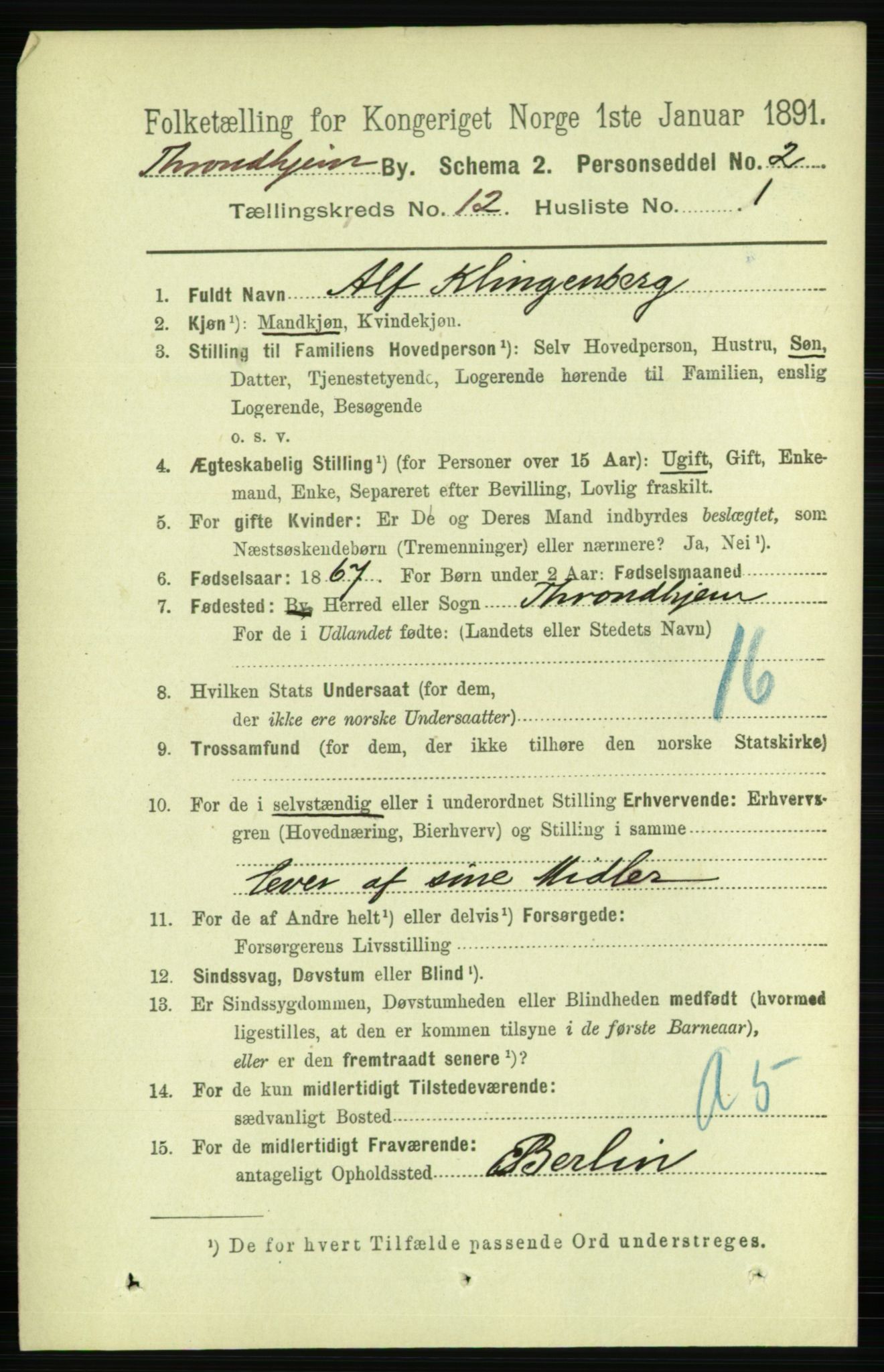 RA, 1891 census for 1601 Trondheim, 1891, p. 9427