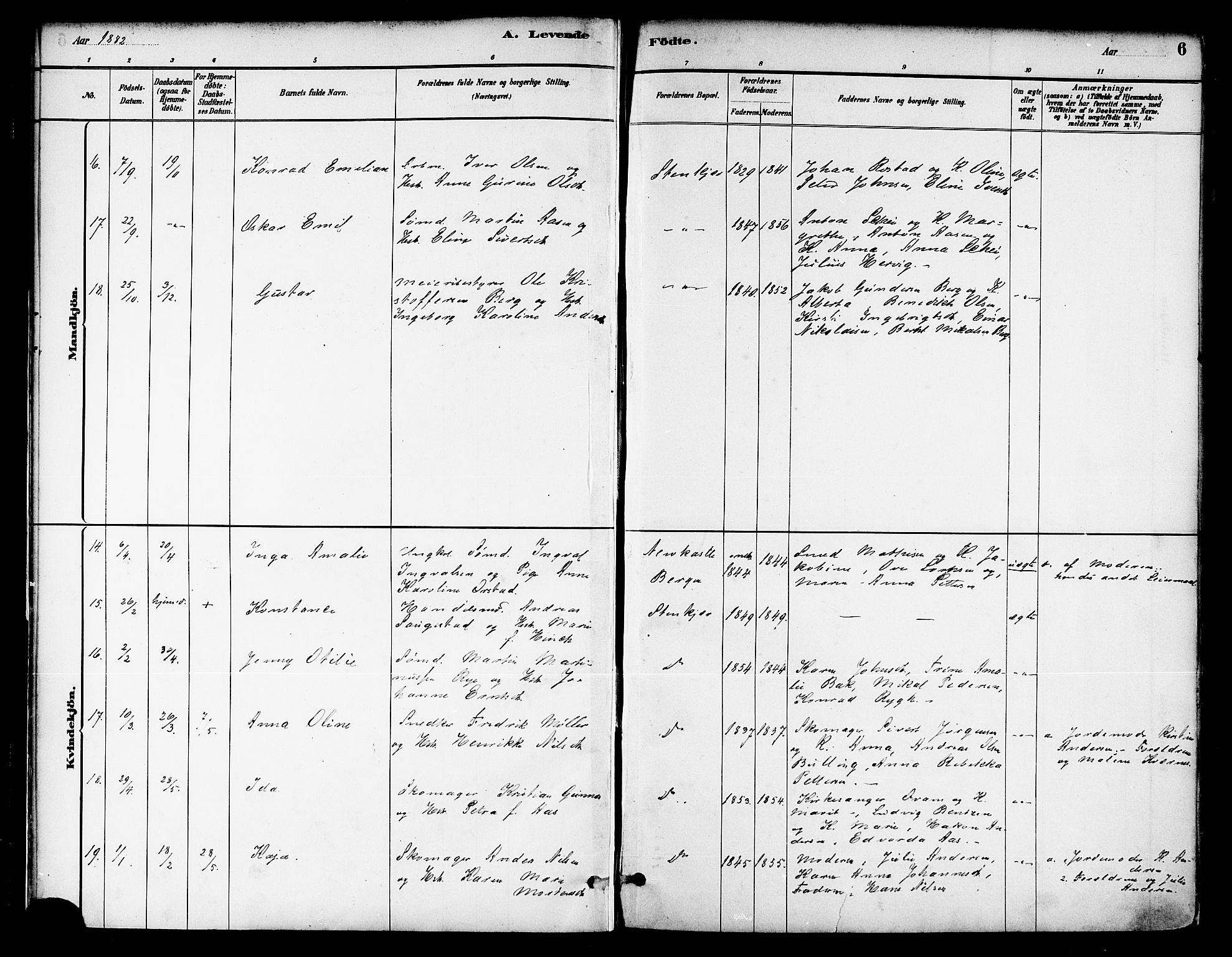 Ministerialprotokoller, klokkerbøker og fødselsregistre - Nord-Trøndelag, SAT/A-1458/739/L0371: Parish register (official) no. 739A03, 1881-1895, p. 6