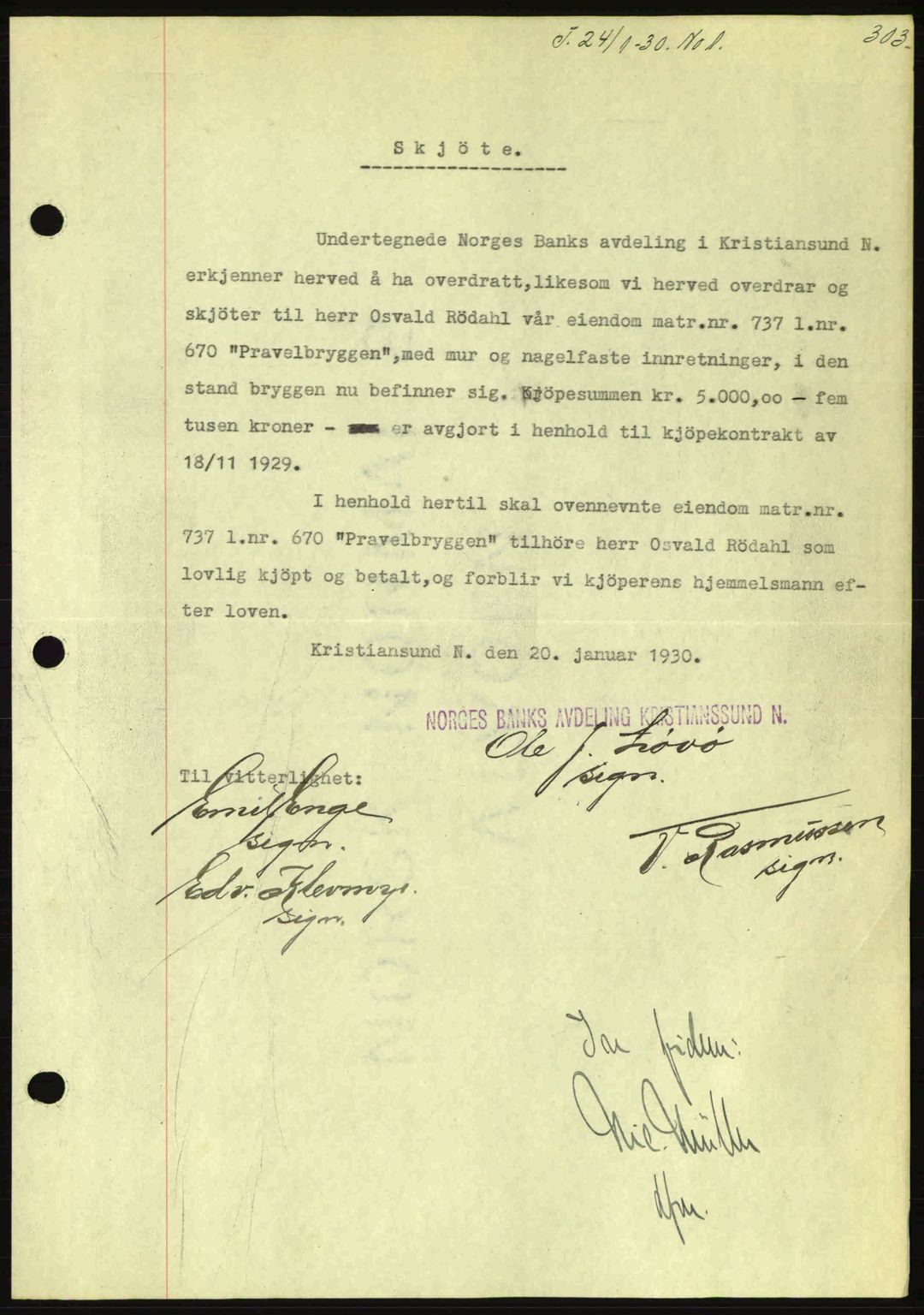 Kristiansund byfogd, AV/SAT-A-4587/A/27: Mortgage book no. 23, 1929-1930, Deed date: 24.01.1930