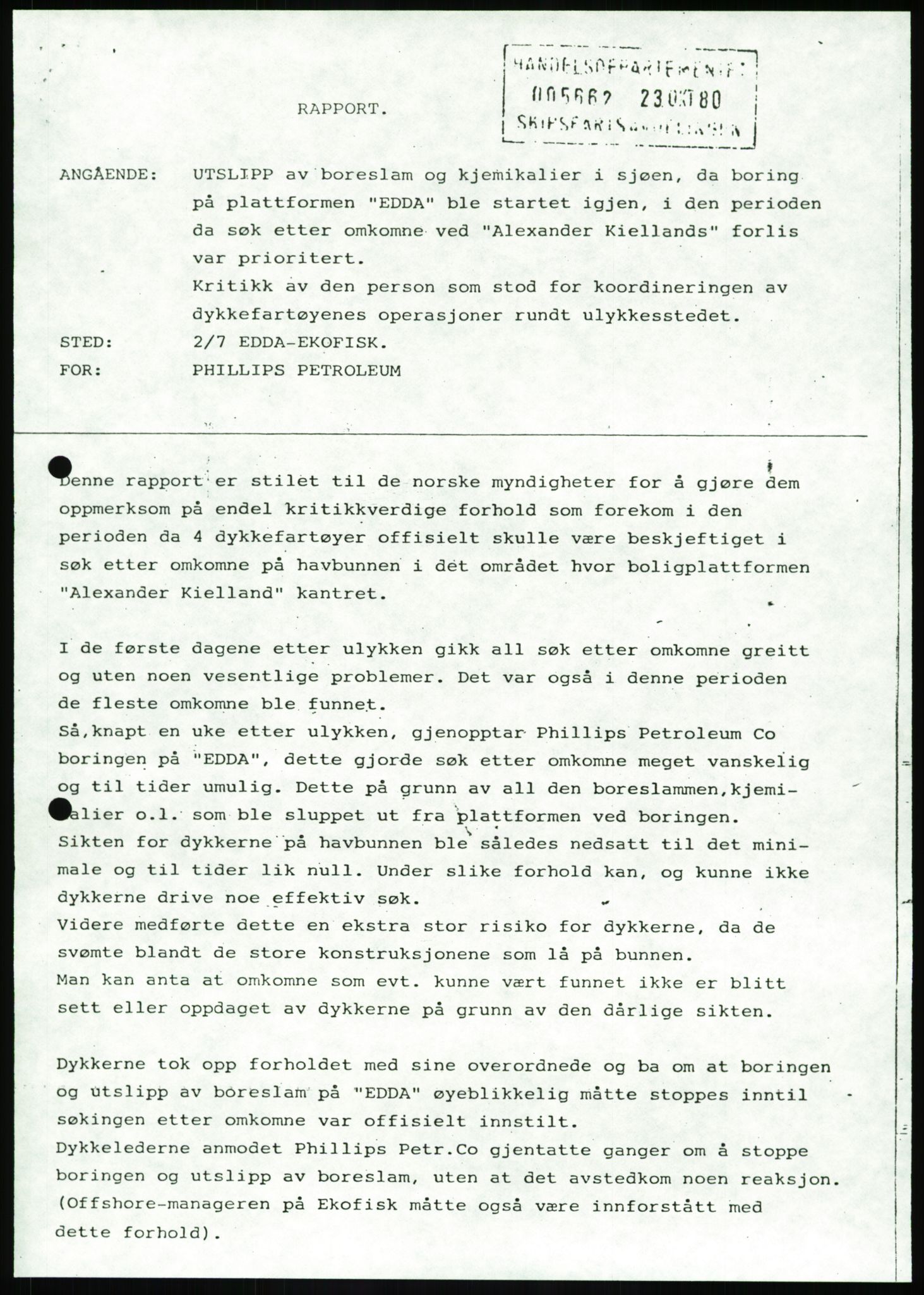 Justisdepartementet, Granskningskommisjonen ved Alexander Kielland-ulykken 27.3.1980, AV/RA-S-1165/D/L0003: 0001 NOU 1981:11 Alexander Kielland ulykken/0002 Korrespondanse/0003: Alexander L. Kielland: Operating manual, 1980-1981, p. 403