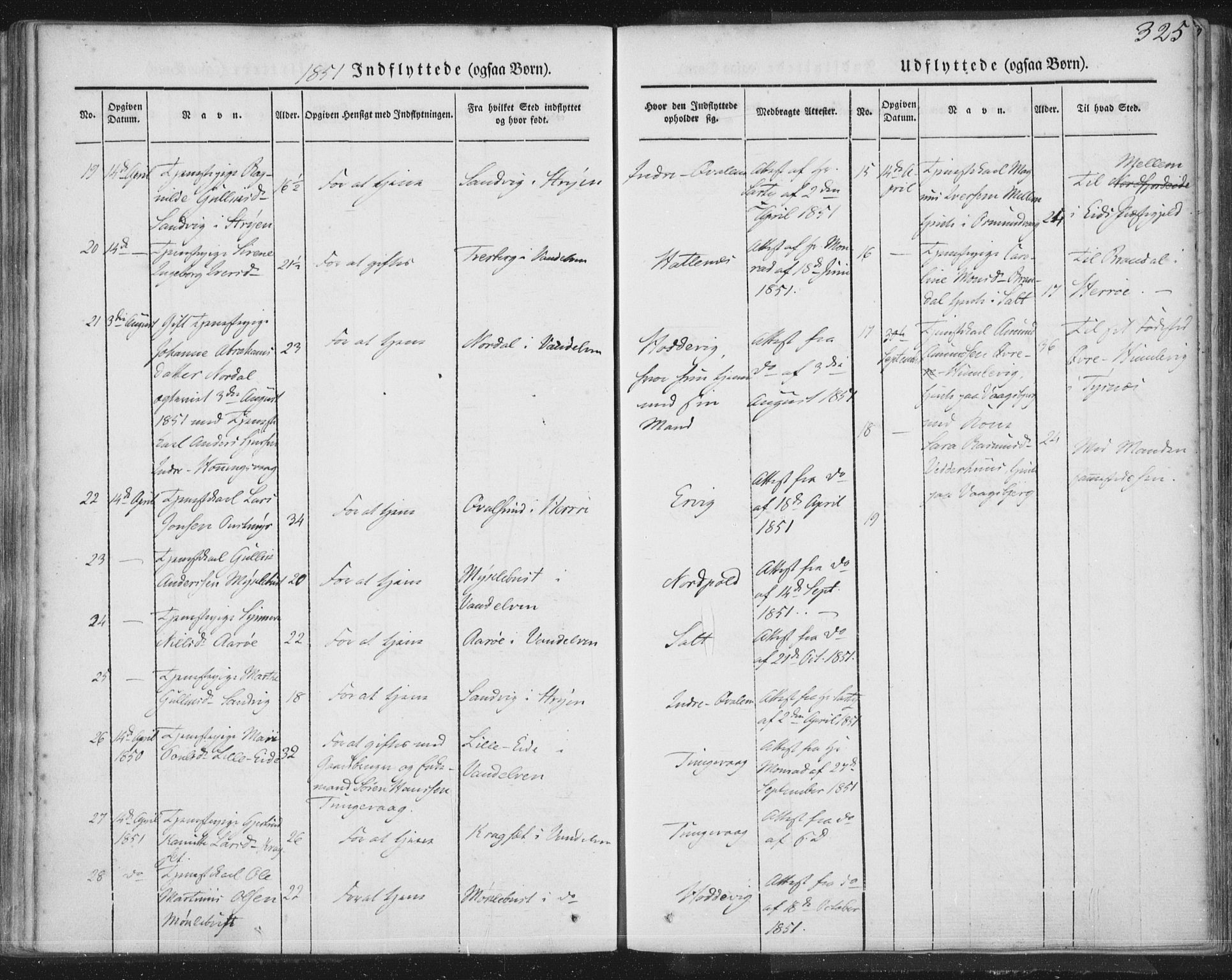 Selje sokneprestembete, SAB/A-99938/H/Ha/Haa/Haaa: Parish register (official) no. A 10, 1844-1858, p. 325