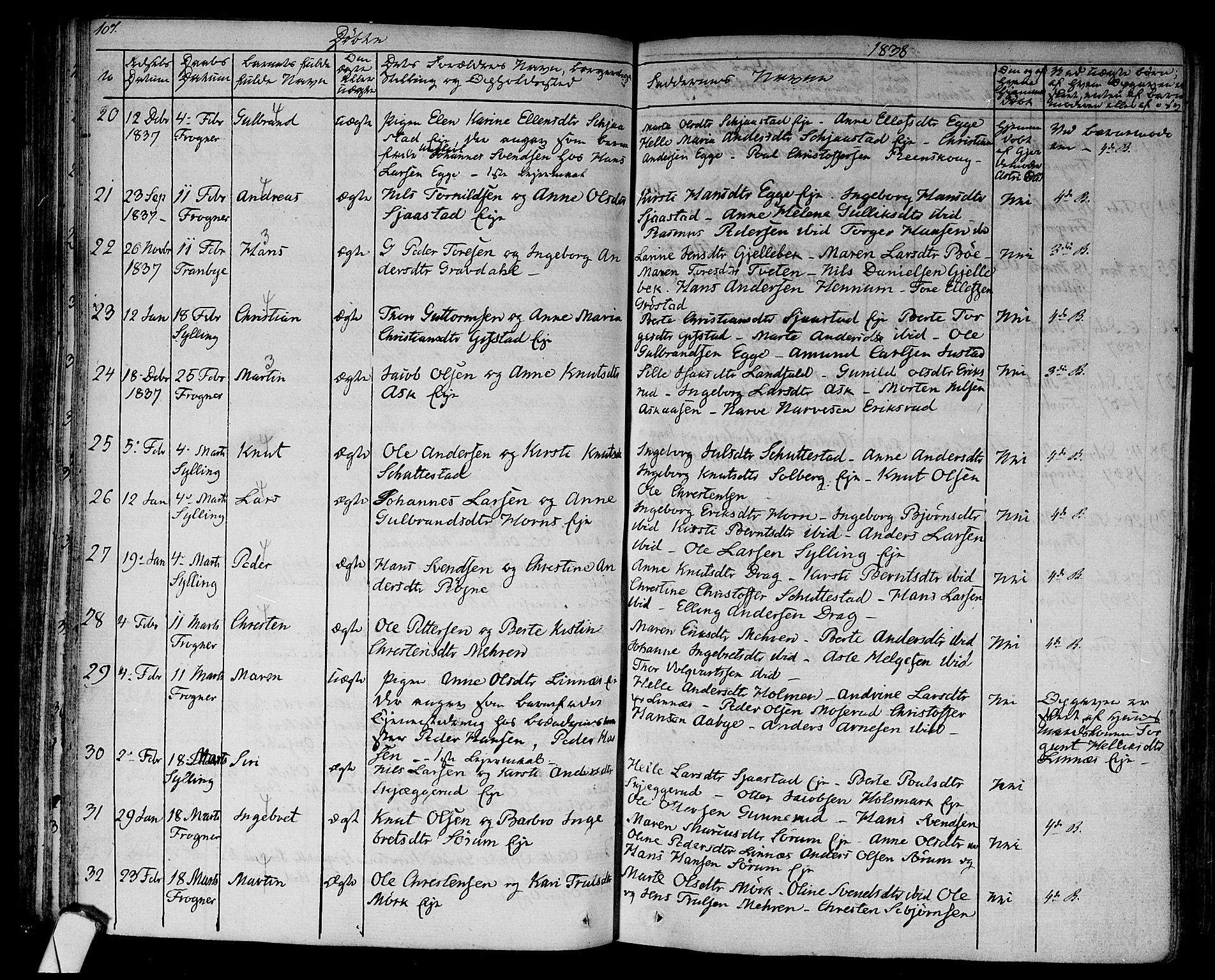 Lier kirkebøker, SAKO/A-230/F/Fa/L0010: Parish register (official) no. I 10, 1827-1843, p. 107