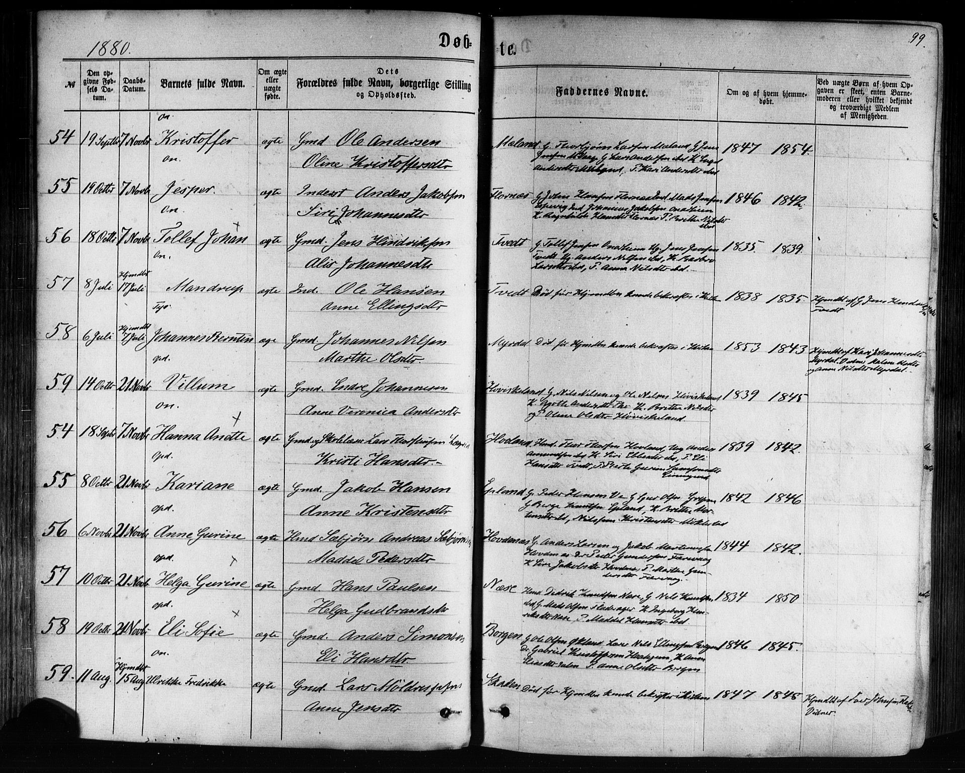 Tysnes sokneprestembete, AV/SAB-A-78601/H/Haa: Parish register (official) no. A 12, 1872-1886, p. 99