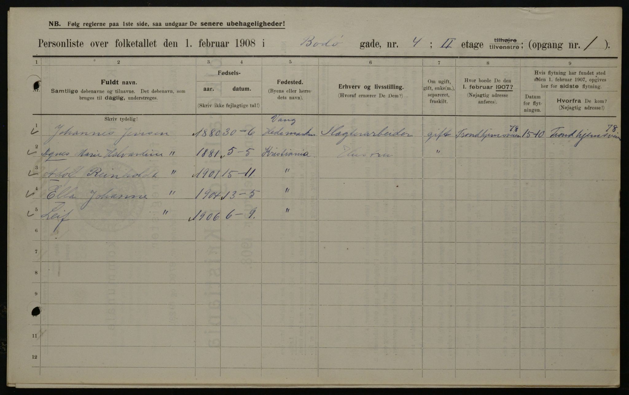 OBA, Municipal Census 1908 for Kristiania, 1908, p. 6549