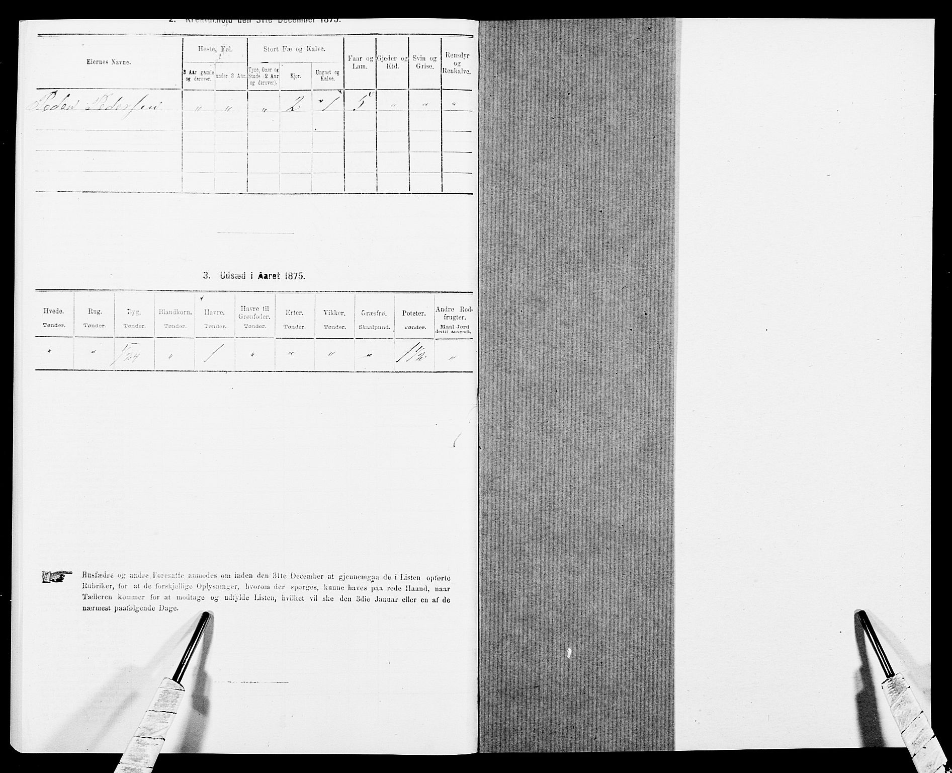 SAK, 1875 census for 1037P Kvinesdal, 1875, p. 1537