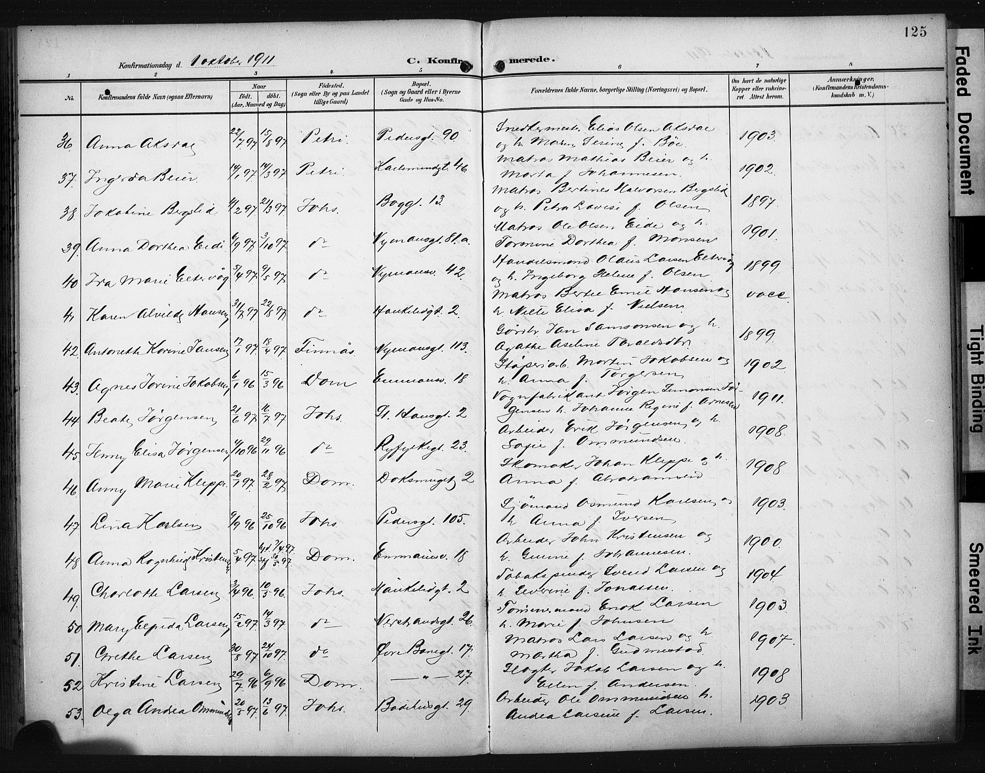 St. Johannes sokneprestkontor, AV/SAST-A-101814/001/30/30BA/L0006: Parish register (official) no. A 6, 1899-1916, p. 125