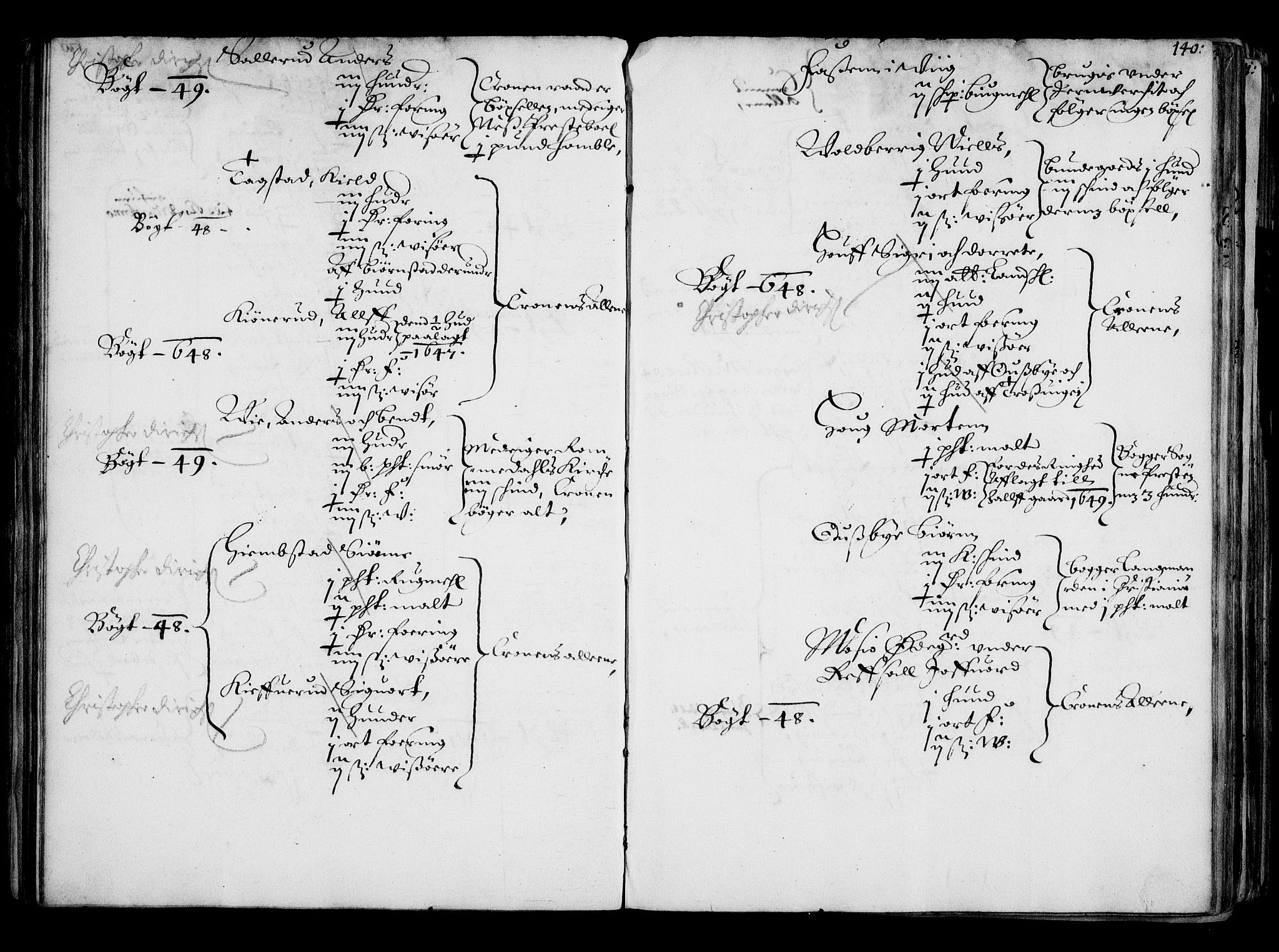 Rentekammeret inntil 1814, Realistisk ordnet avdeling, AV/RA-EA-4070/N/Na/L0001: [XI f]: Akershus stifts jordebok, 1652, p. 139b-140a