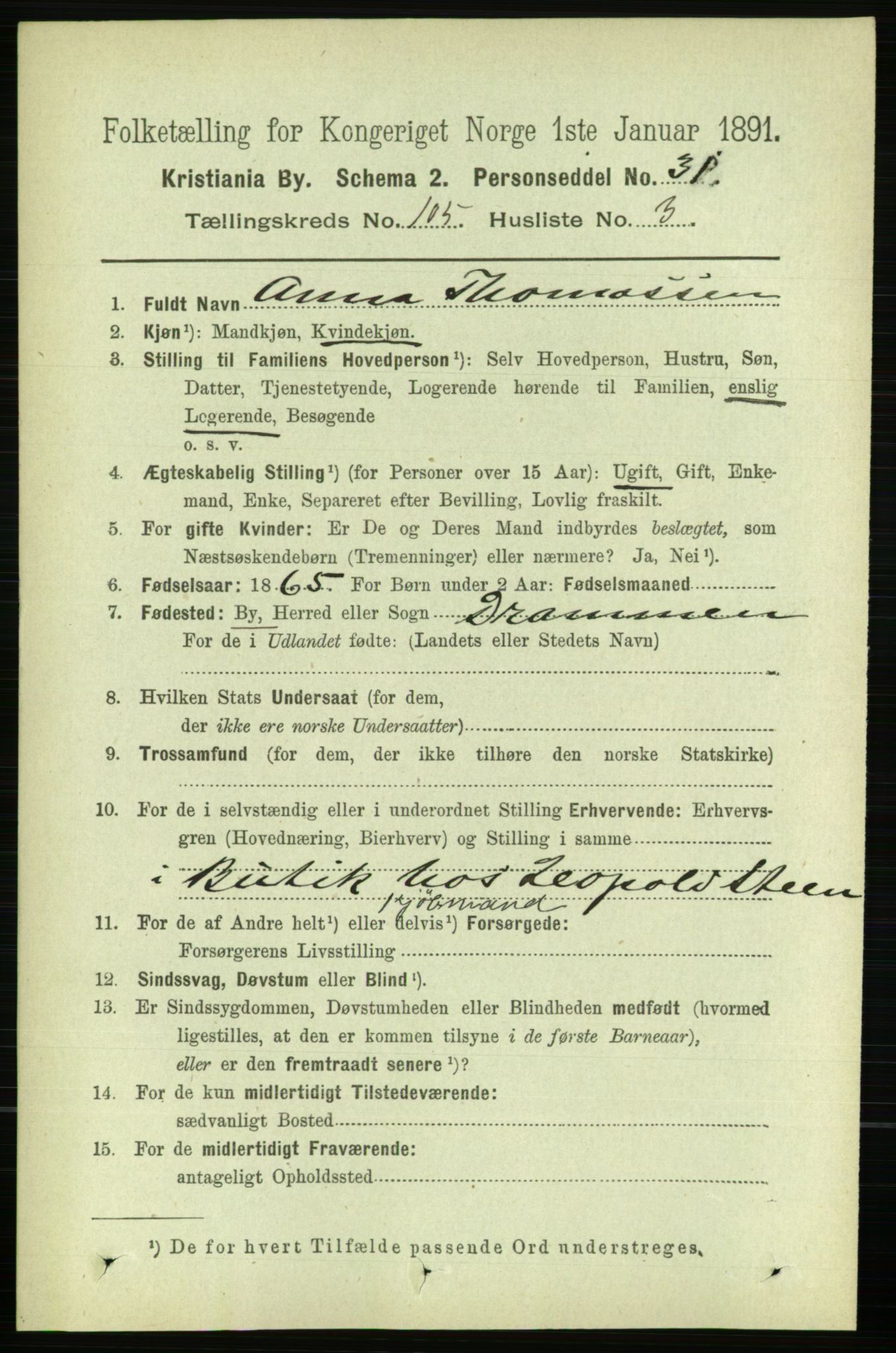 RA, 1891 census for 0301 Kristiania, 1891, p. 53043