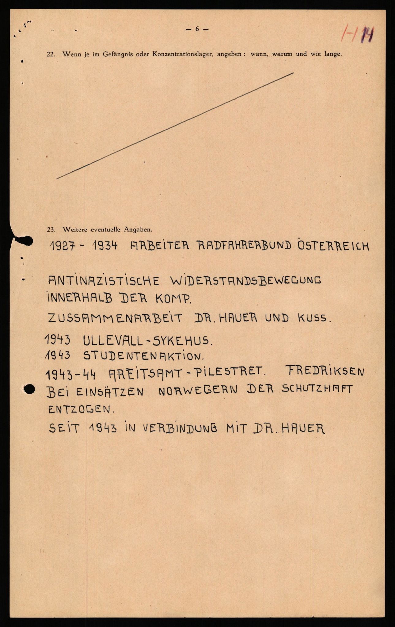 Forsvaret, Forsvarets overkommando II, RA/RAFA-3915/D/Db/L0038: CI Questionaires. Tyske okkupasjonsstyrker i Norge. Østerrikere., 1945-1946, p. 445
