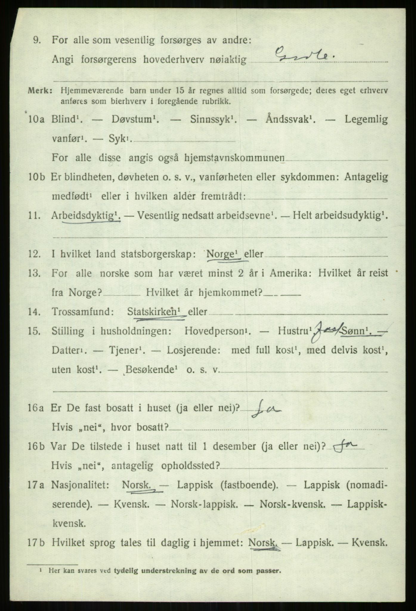 SATØ, 1920 census for Tranøy, 1920, p. 2590