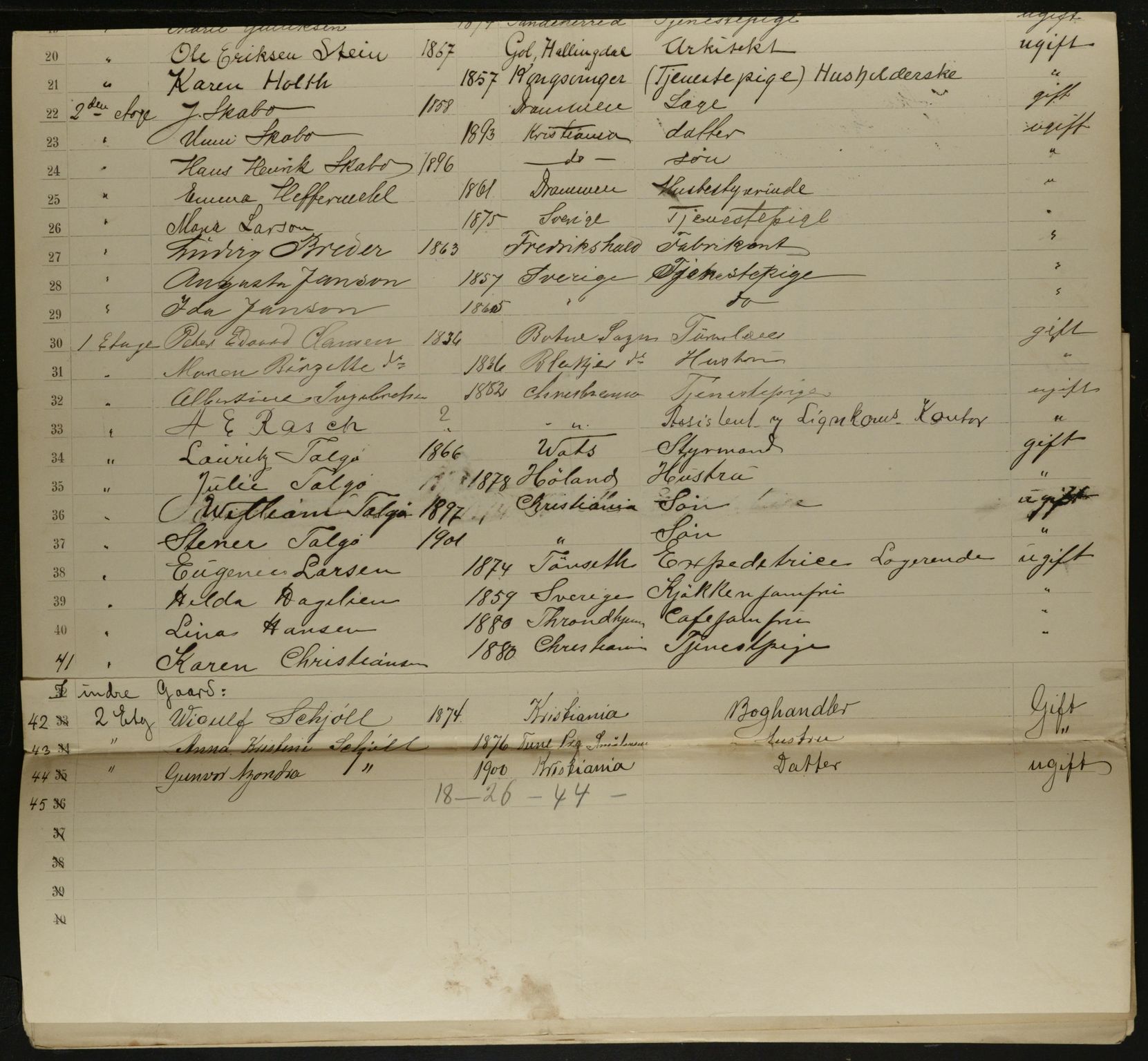 OBA, Municipal Census 1901 for Kristiania, 1901, p. 8334