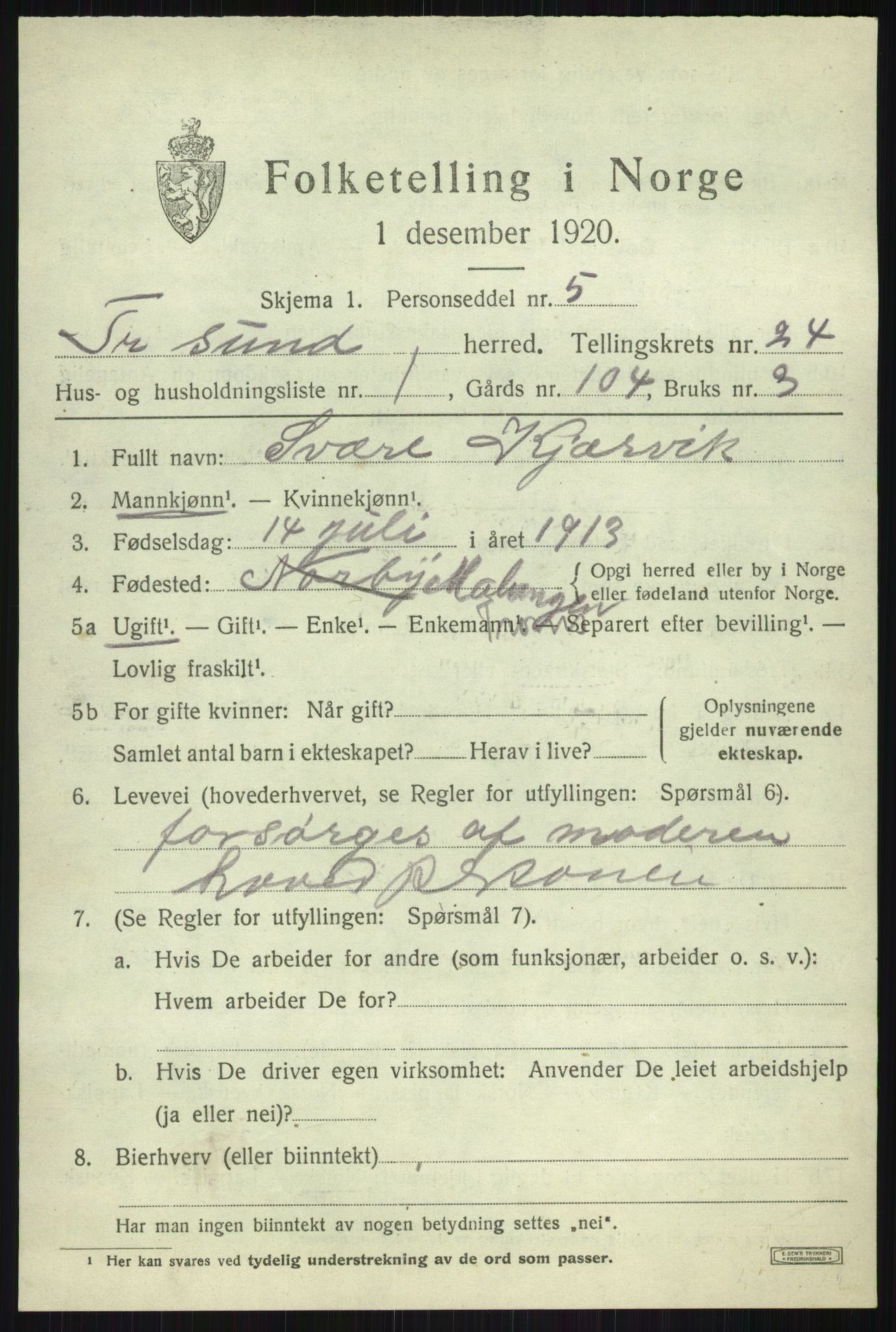 SATØ, 1920 census for Tromsøysund, 1920, p. 11740