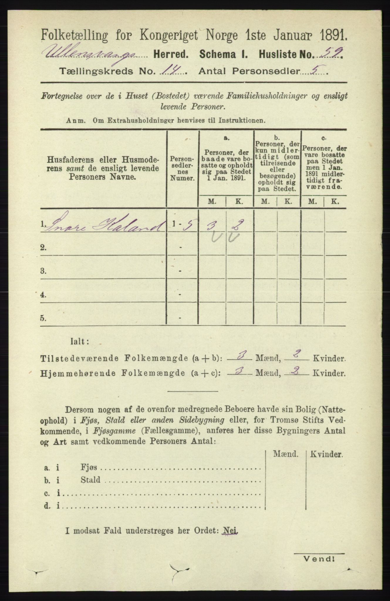 RA, 1891 census for 1230 Ullensvang, 1891, p. 5550