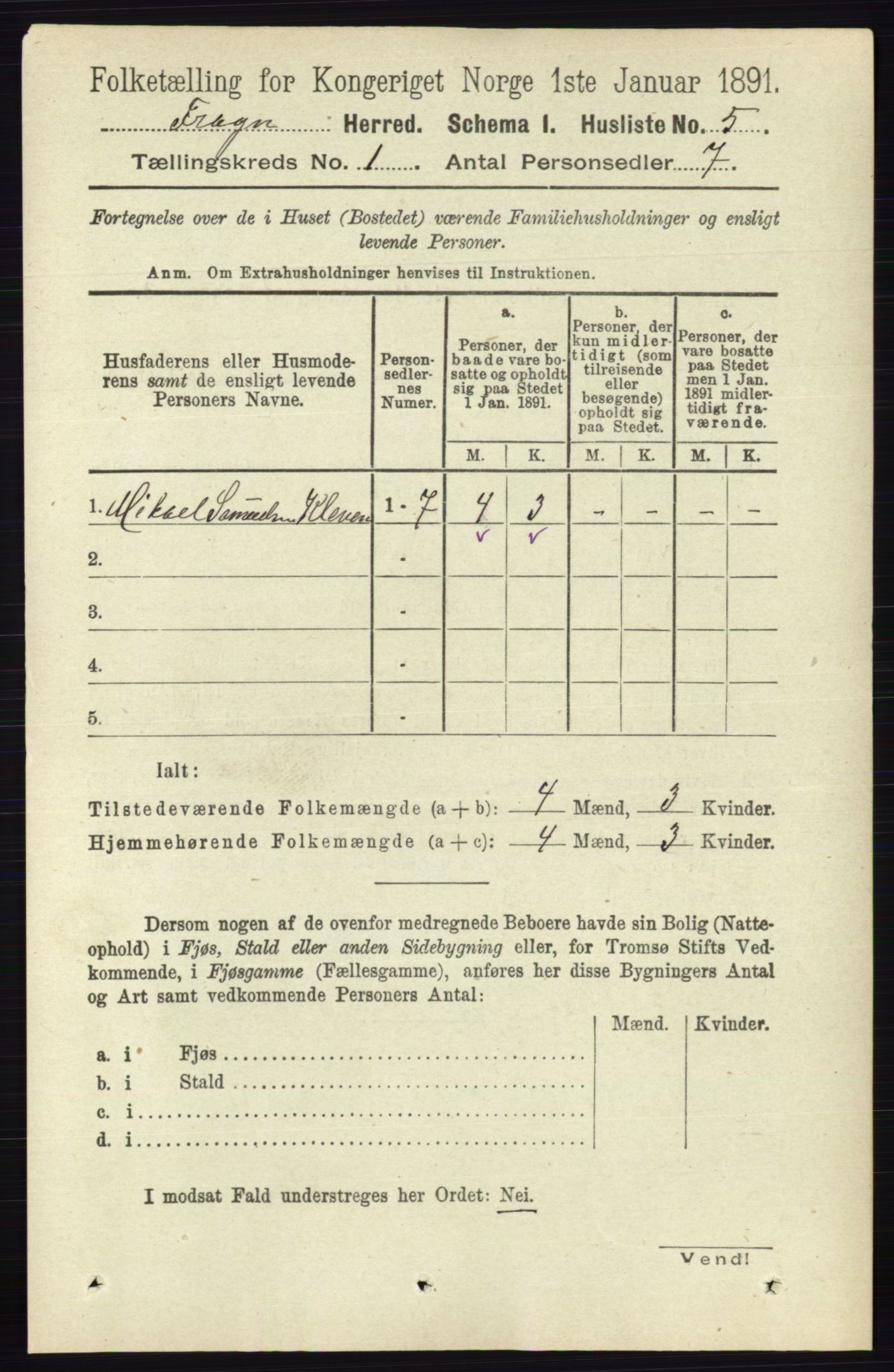 RA, 1891 census for 0215 Frogn, 1891, p. 20