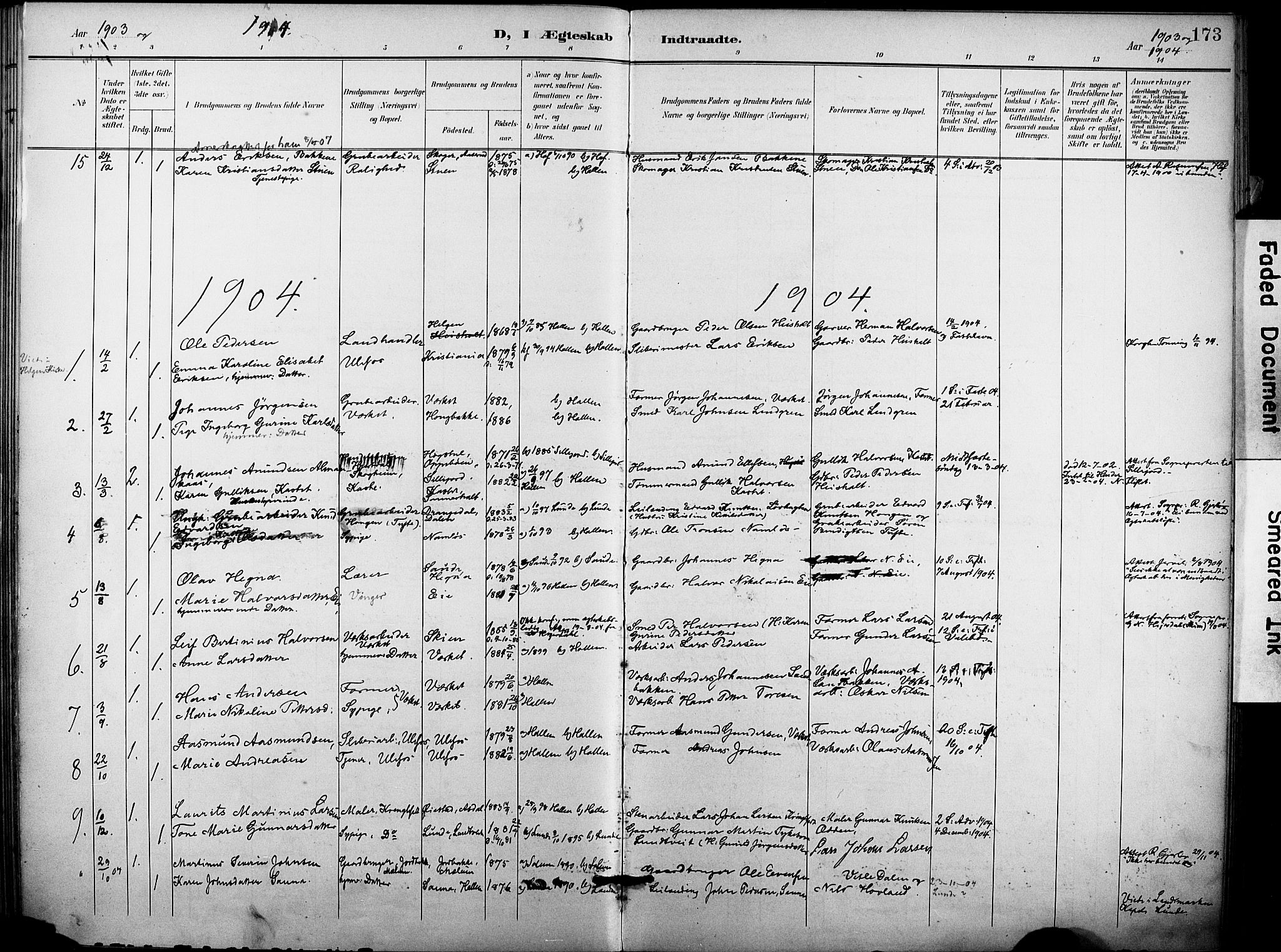 Holla kirkebøker, SAKO/A-272/F/Fa/L0010: Parish register (official) no. 10, 1897-1907, p. 173