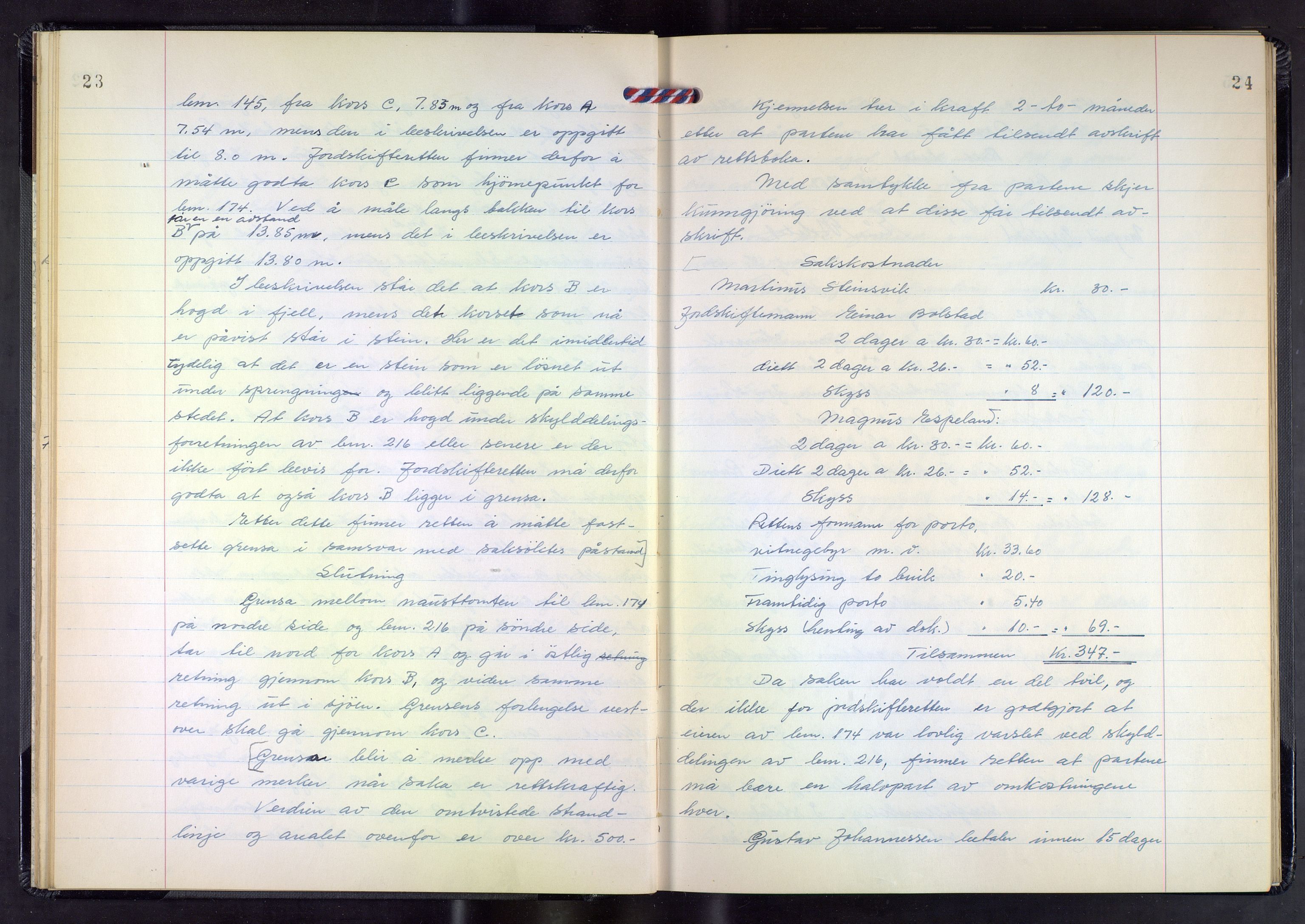 Hordaland jordskiftedøme - III Midhordland jordskiftedistrikt, AV/SAB-A-7001/A/Aa/L0034: Forhandlingsprotokoll, 1961-1967, p. 23-24