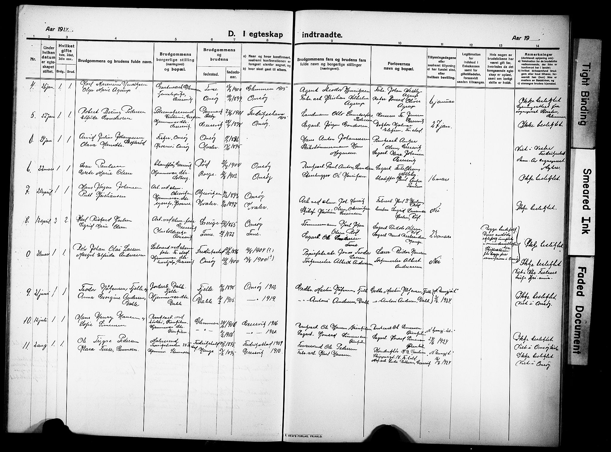 Onsøy prestekontor Kirkebøker, AV/SAO-A-10914/G/Gb/L0002: Parish register (copy) no. II 2, 1911-1933