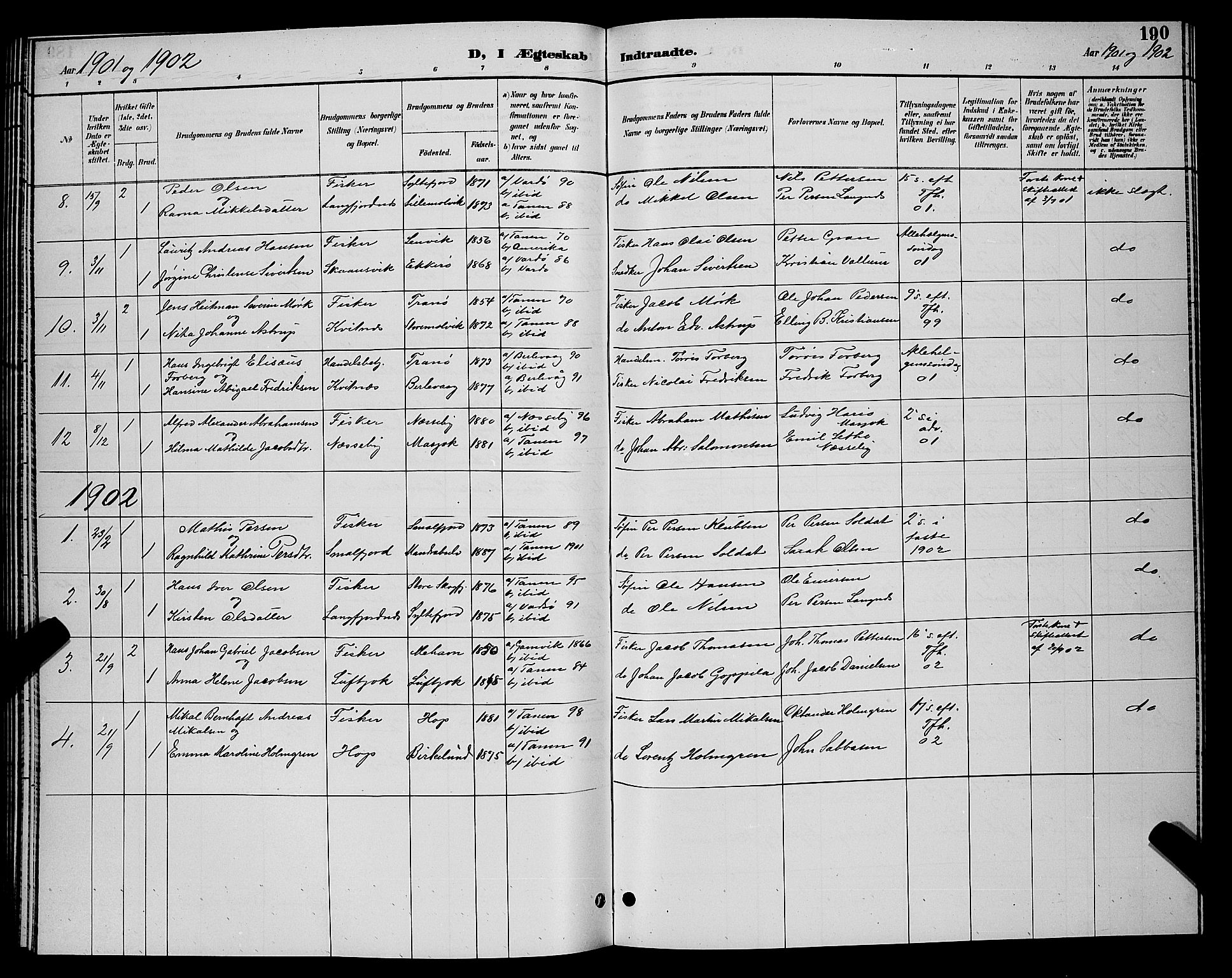 Tana sokneprestkontor, SATØ/S-1334/H/Hb/L0004klokker: Parish register (copy) no. 4, 1890-1903, p. 190