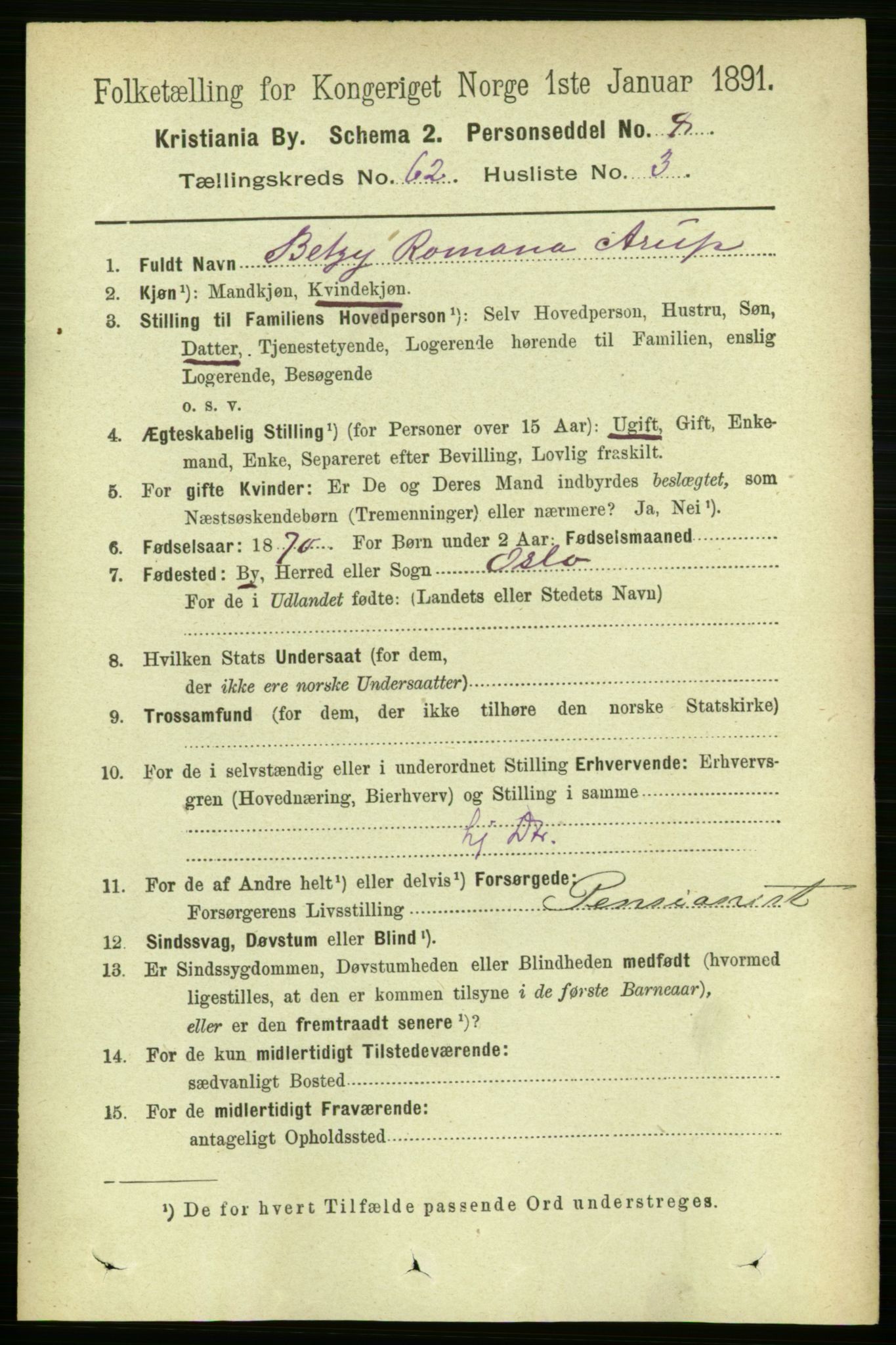 RA, 1891 census for 0301 Kristiania, 1891, p. 33115