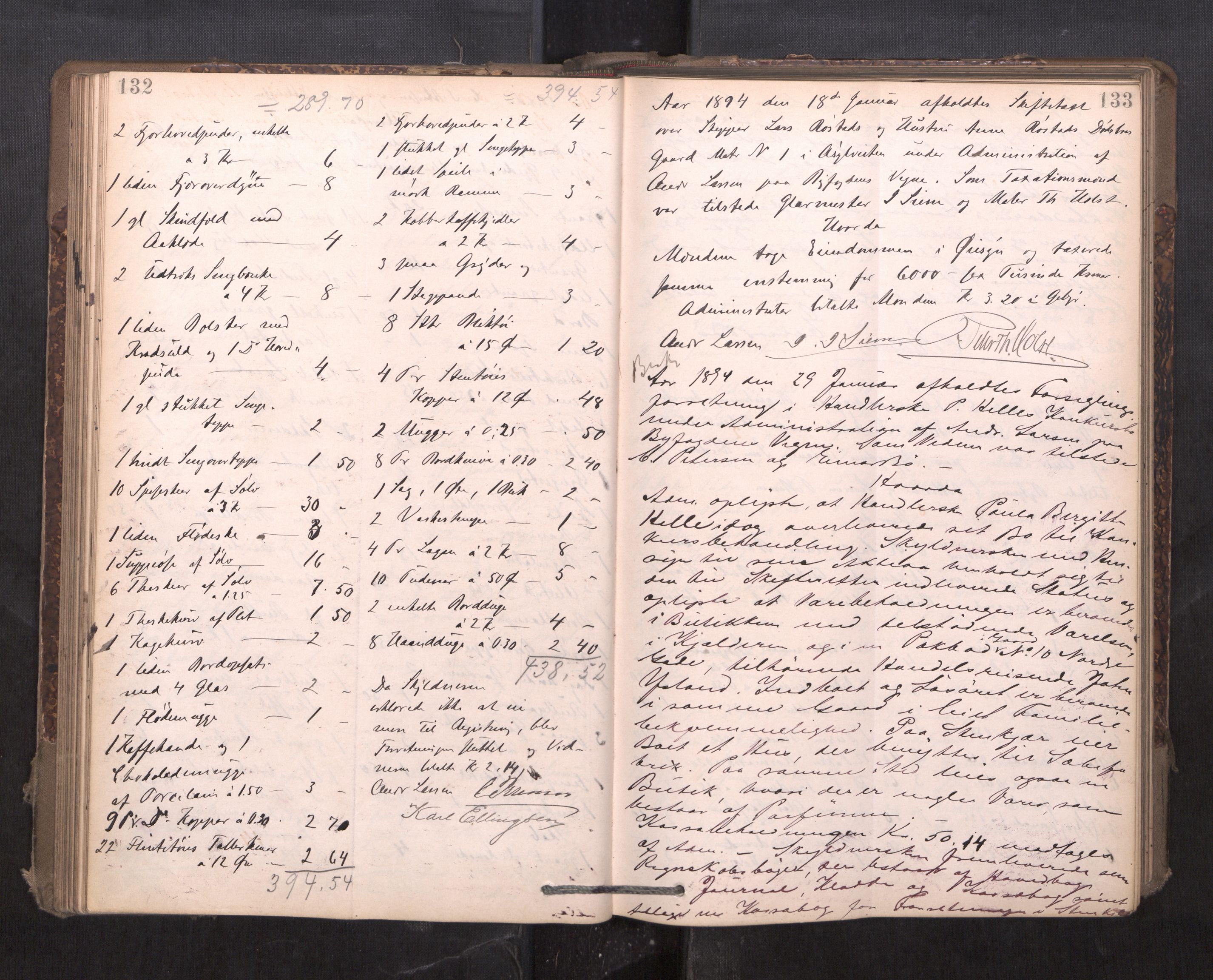 Trondheim byfogd, AV/SAT-A-0003/1/3/3C/L0015: Skifteregistreringsprotokoll - 24/2-21/3 (u/ register), 1893-1899, p. 132-133