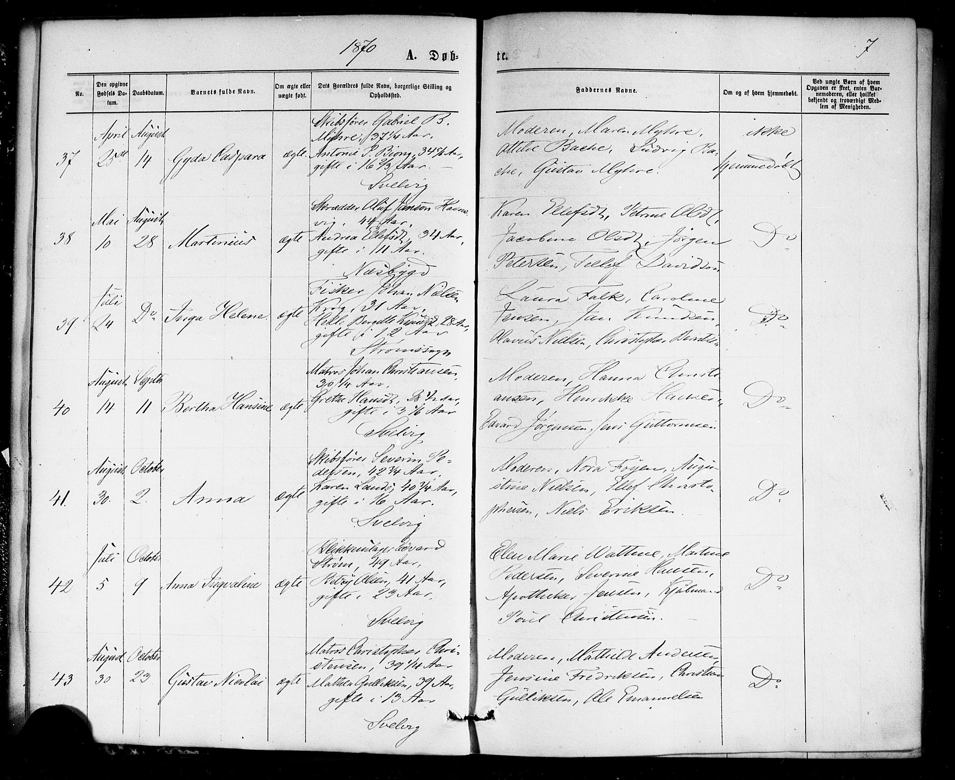 Strømm kirkebøker, AV/SAKO-A-322/F/Fa/L0002: Parish register (official) no. I 2, 1870-1877, p. 7