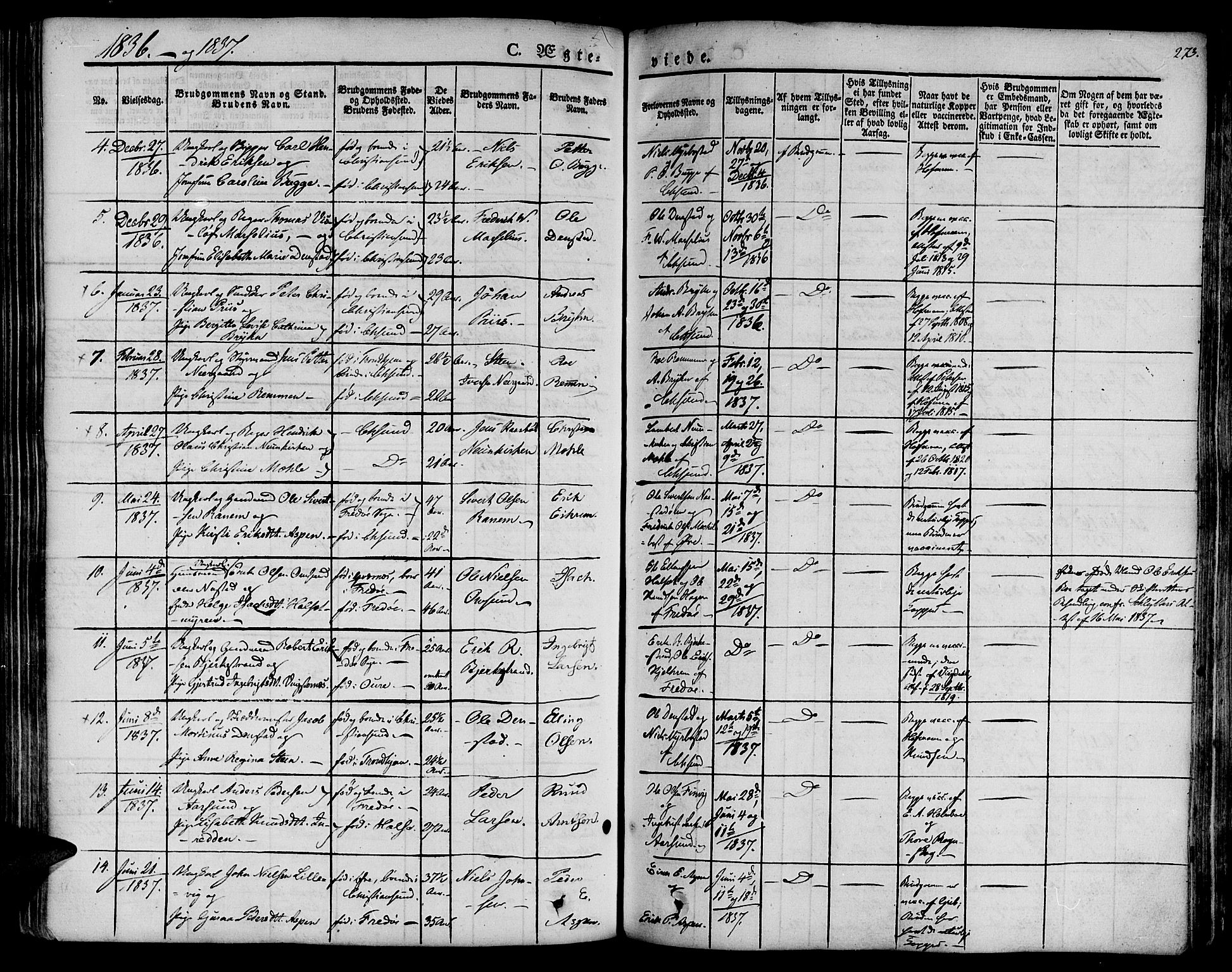 Ministerialprotokoller, klokkerbøker og fødselsregistre - Møre og Romsdal, AV/SAT-A-1454/572/L0843: Parish register (official) no. 572A06, 1832-1842, p. 273