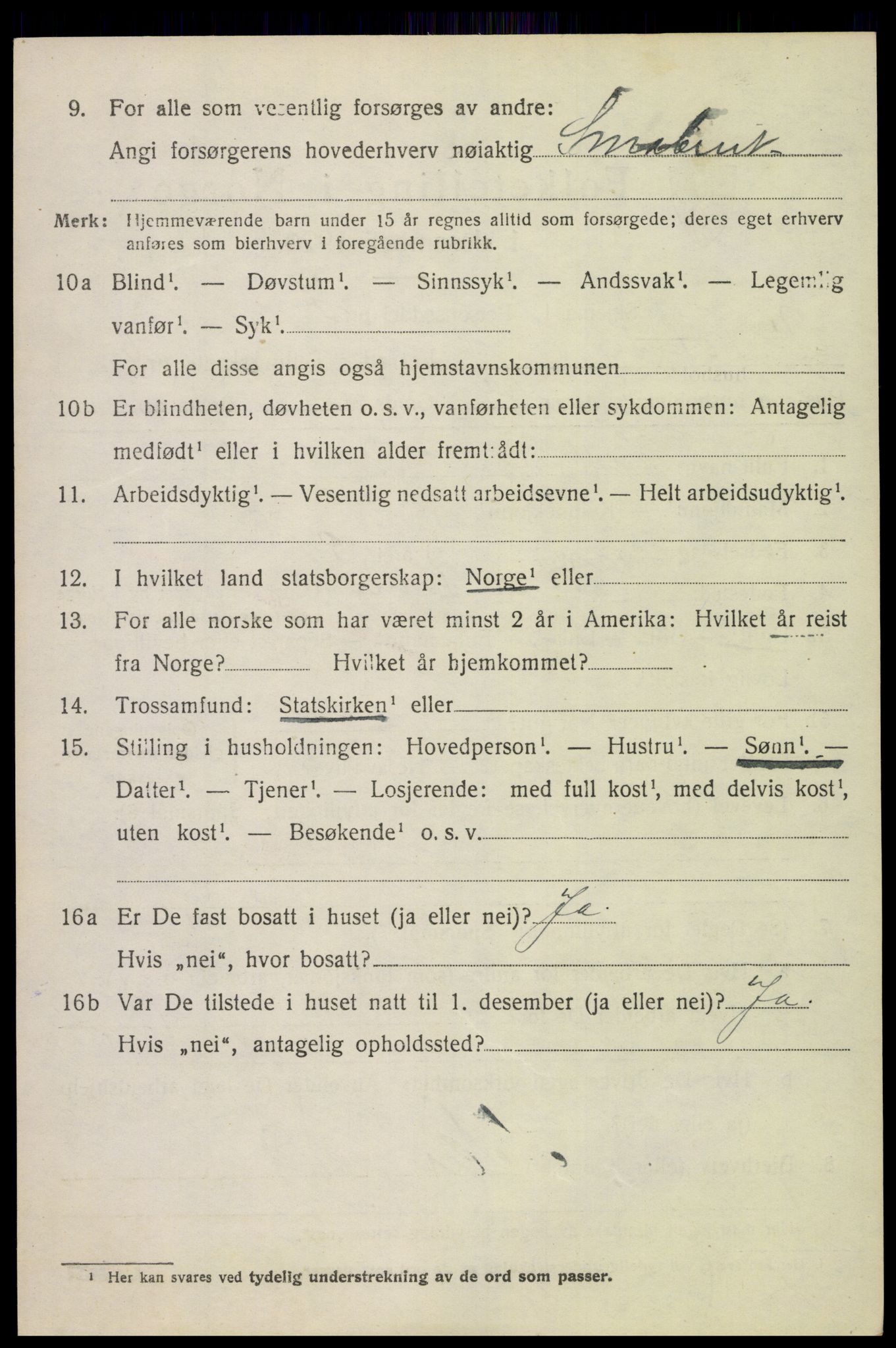 SAH, 1920 census for Vestre Toten, 1920, p. 8863