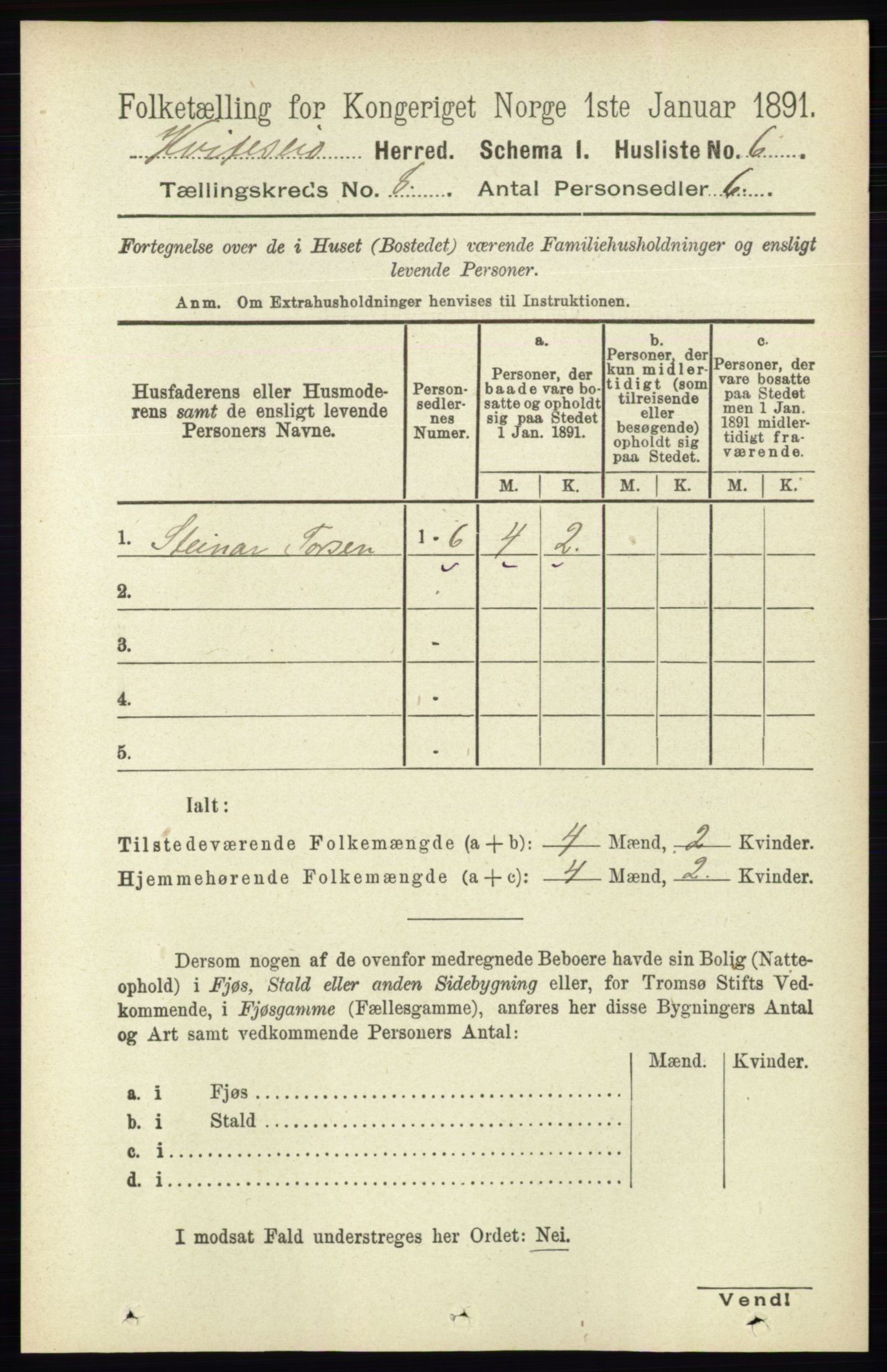 RA, 1891 census for 0829 Kviteseid, 1891, p. 1554