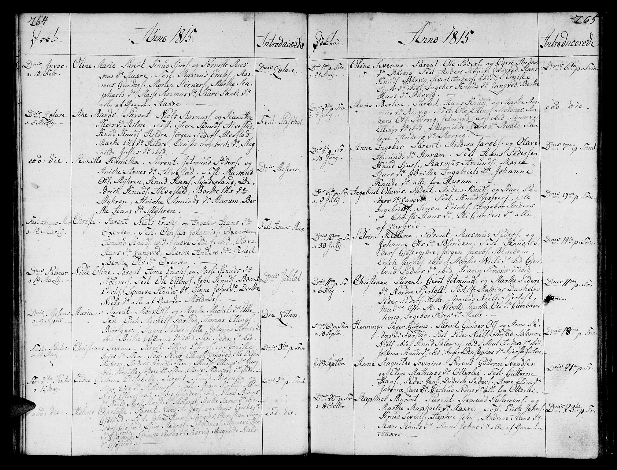 Ministerialprotokoller, klokkerbøker og fødselsregistre - Møre og Romsdal, AV/SAT-A-1454/536/L0494: Parish register (official) no. 536A03, 1803-1836, p. 264-265