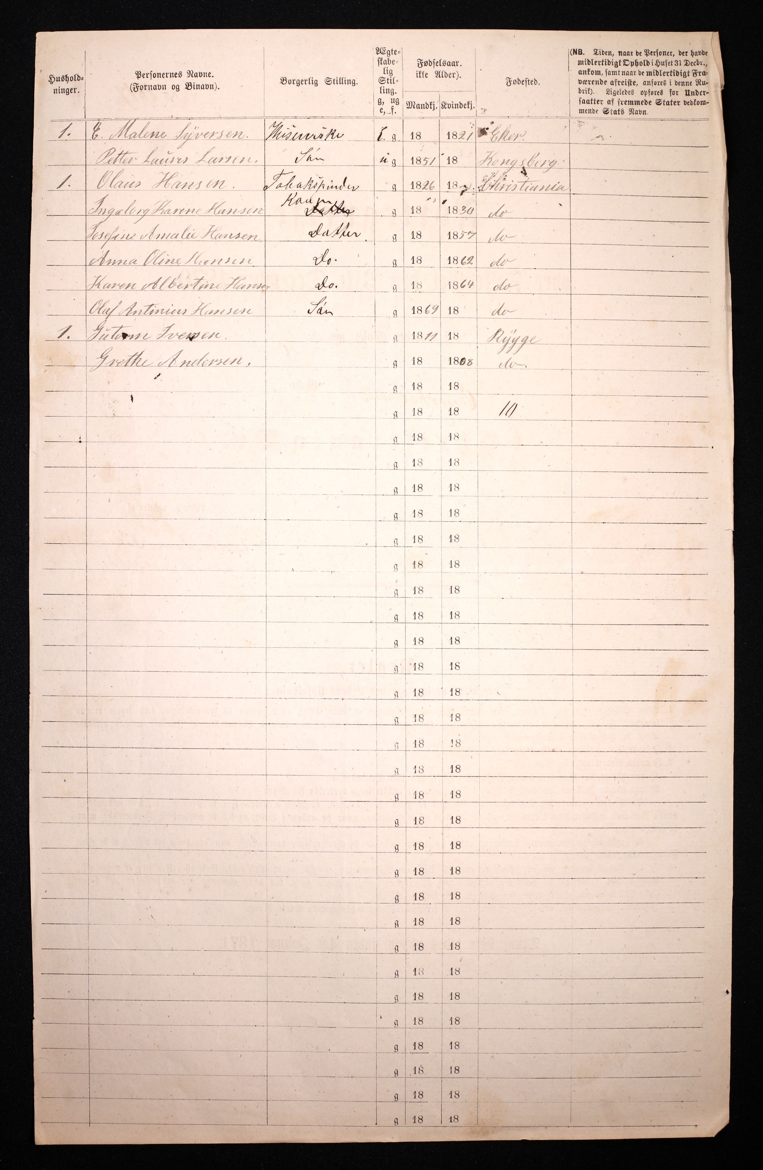 RA, 1870 census for 0301 Kristiania, 1870, p. 836