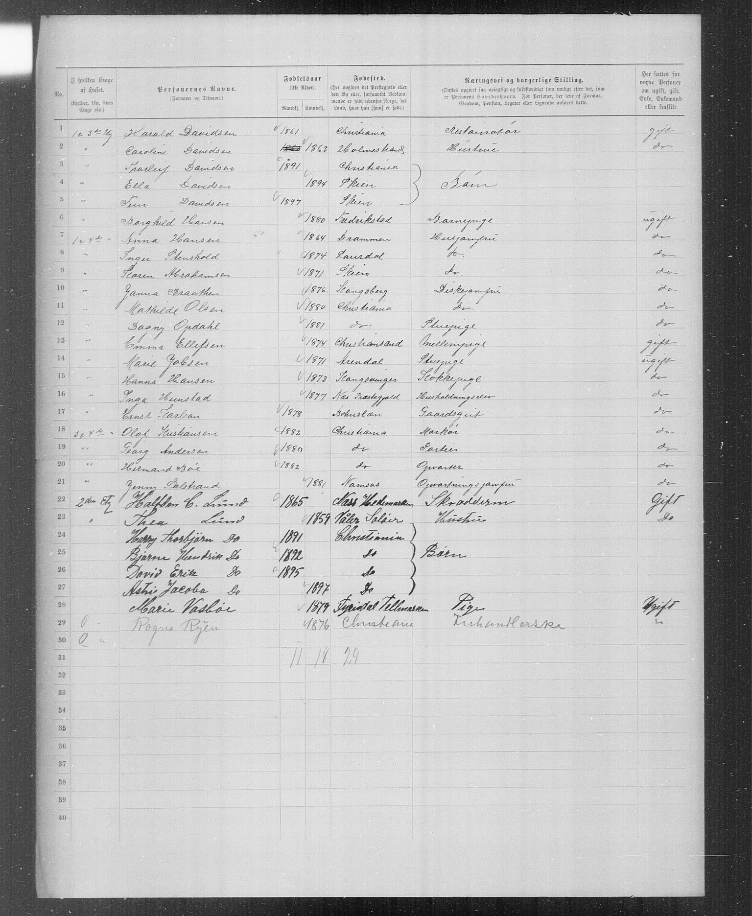 OBA, Municipal Census 1899 for Kristiania, 1899, p. 5437