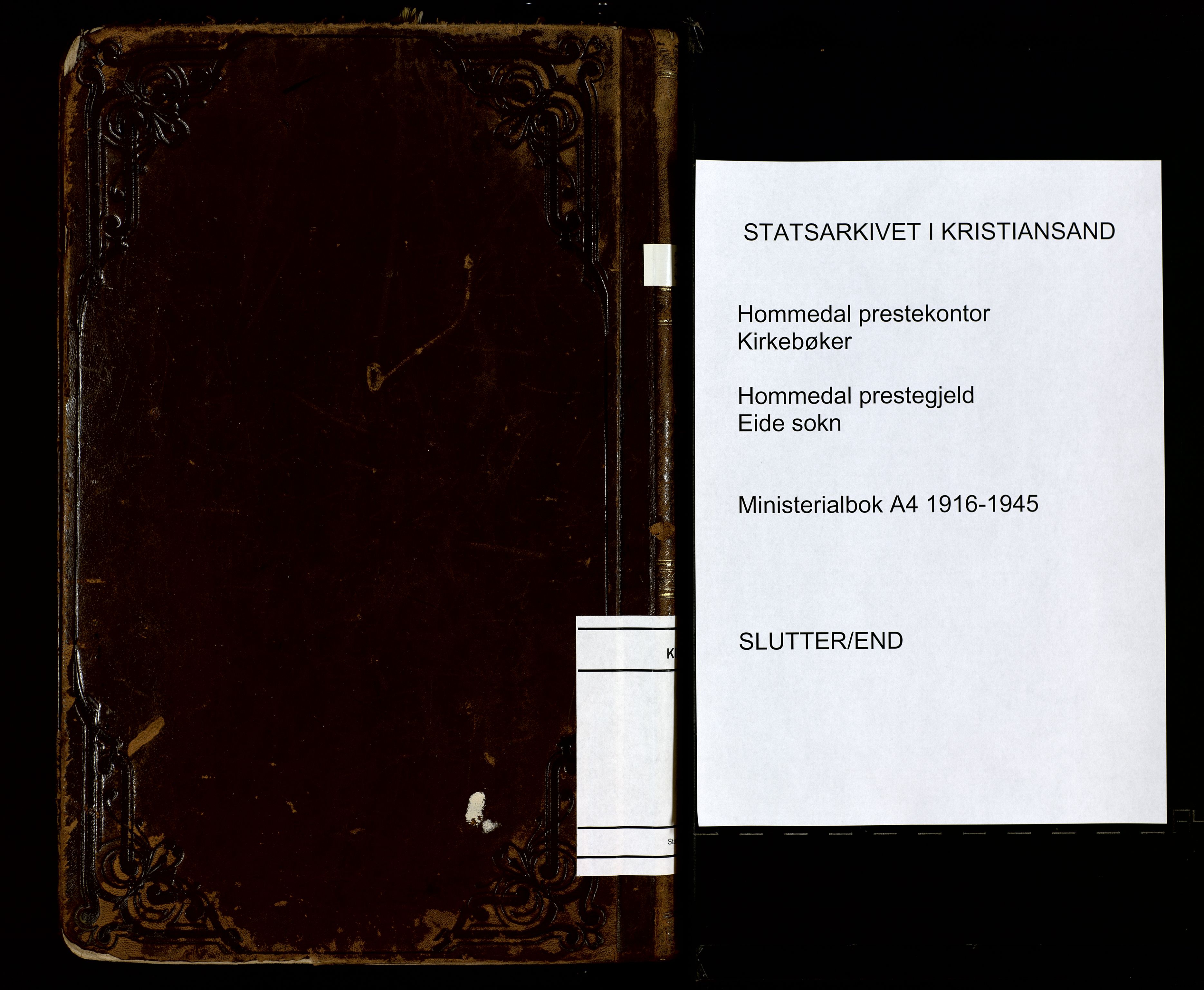 Hommedal sokneprestkontor, AV/SAK-1111-0023/F/Fa/Faa/L0004: Parish register (official) no. A 4, 1916-1945