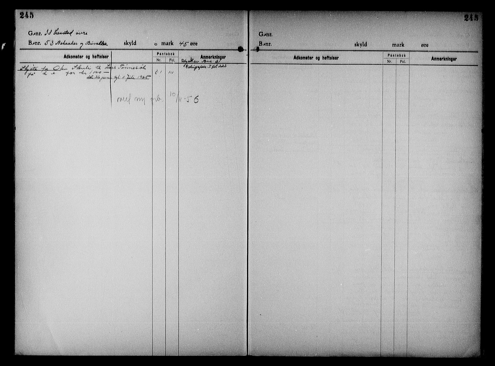 Vestre Nedenes/Sand sorenskriveri, SAK/1221-0010/G/Ga/L0023: Mortgage register no. 16, 1923-1957, p. 245