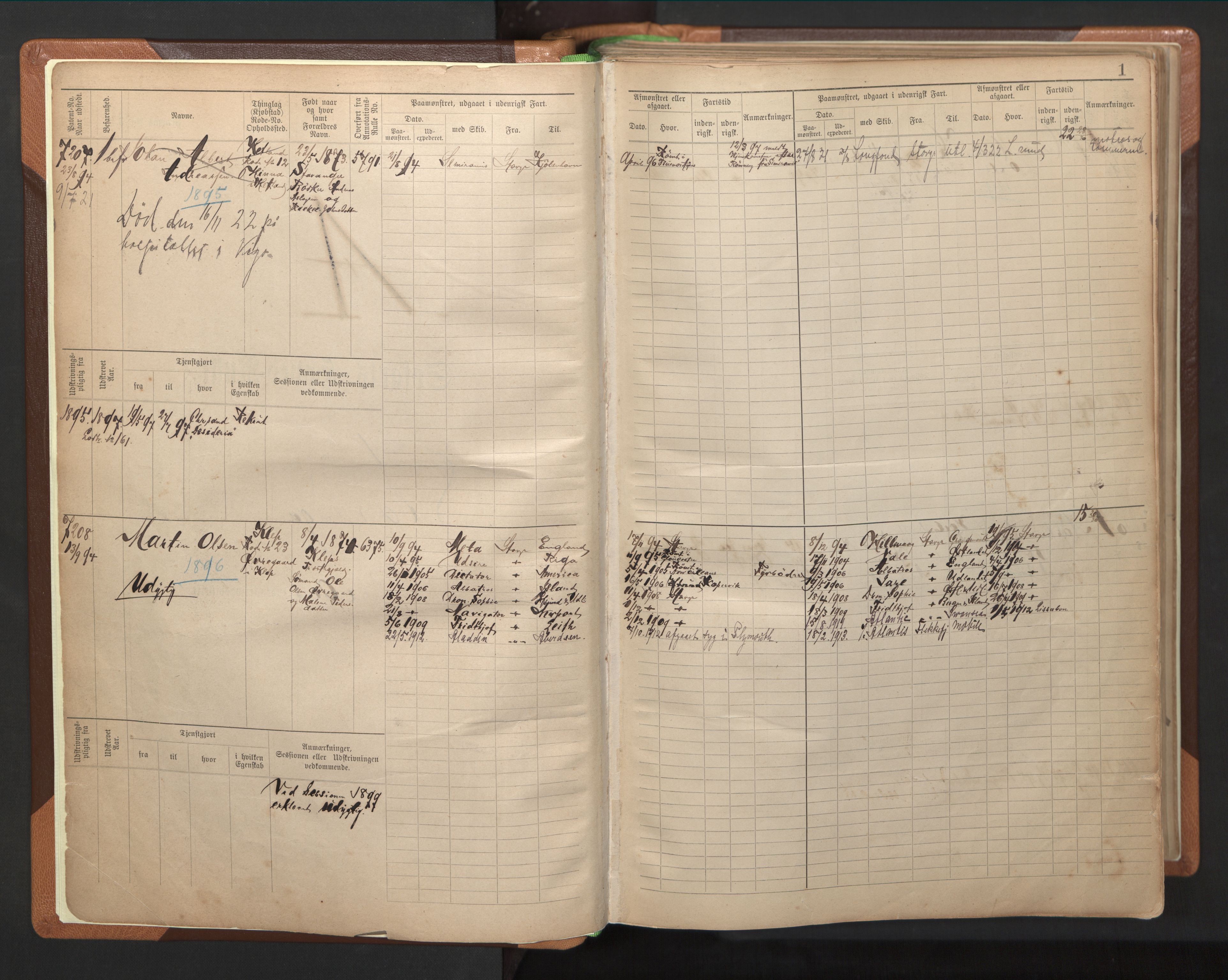 Stavanger sjømannskontor, SAST/A-102006/F/Fb/Fbb/L0012: Sjøfartshovedrulle, patentnr. 7207-8158, 1894-1904, p. 4