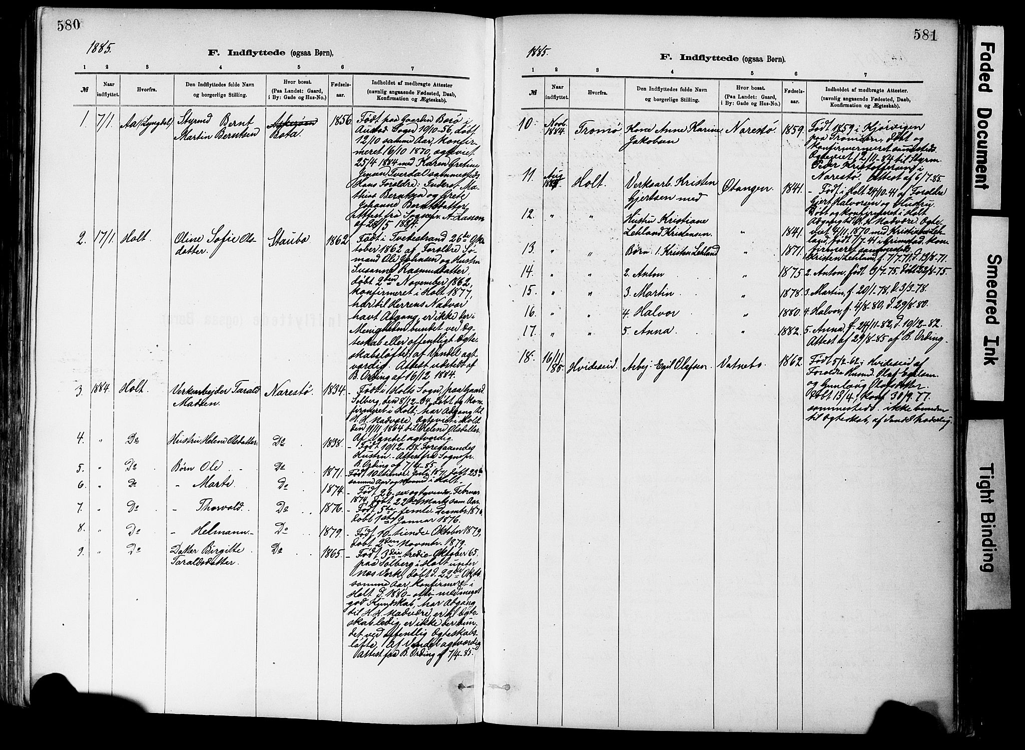 Dypvåg sokneprestkontor, SAK/1111-0007/F/Fa/Fab/L0001: Parish register (official) no. A 1, 1885-1912, p. 580-581