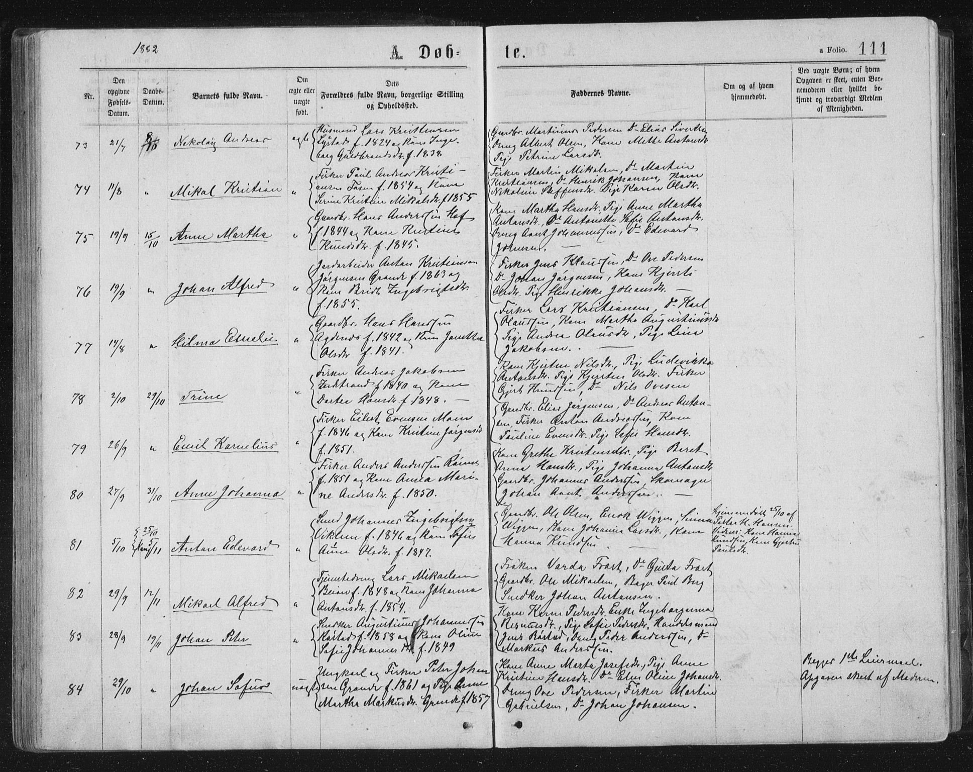 Ministerialprotokoller, klokkerbøker og fødselsregistre - Sør-Trøndelag, SAT/A-1456/659/L0745: Parish register (copy) no. 659C02, 1869-1892, p. 111