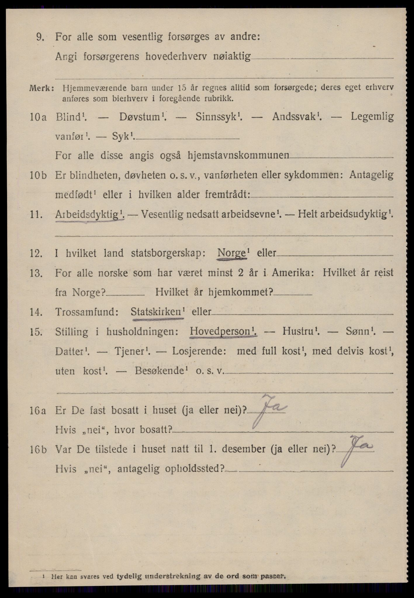 SAT, 1920 census for Sunnylven, 1920, p. 2425
